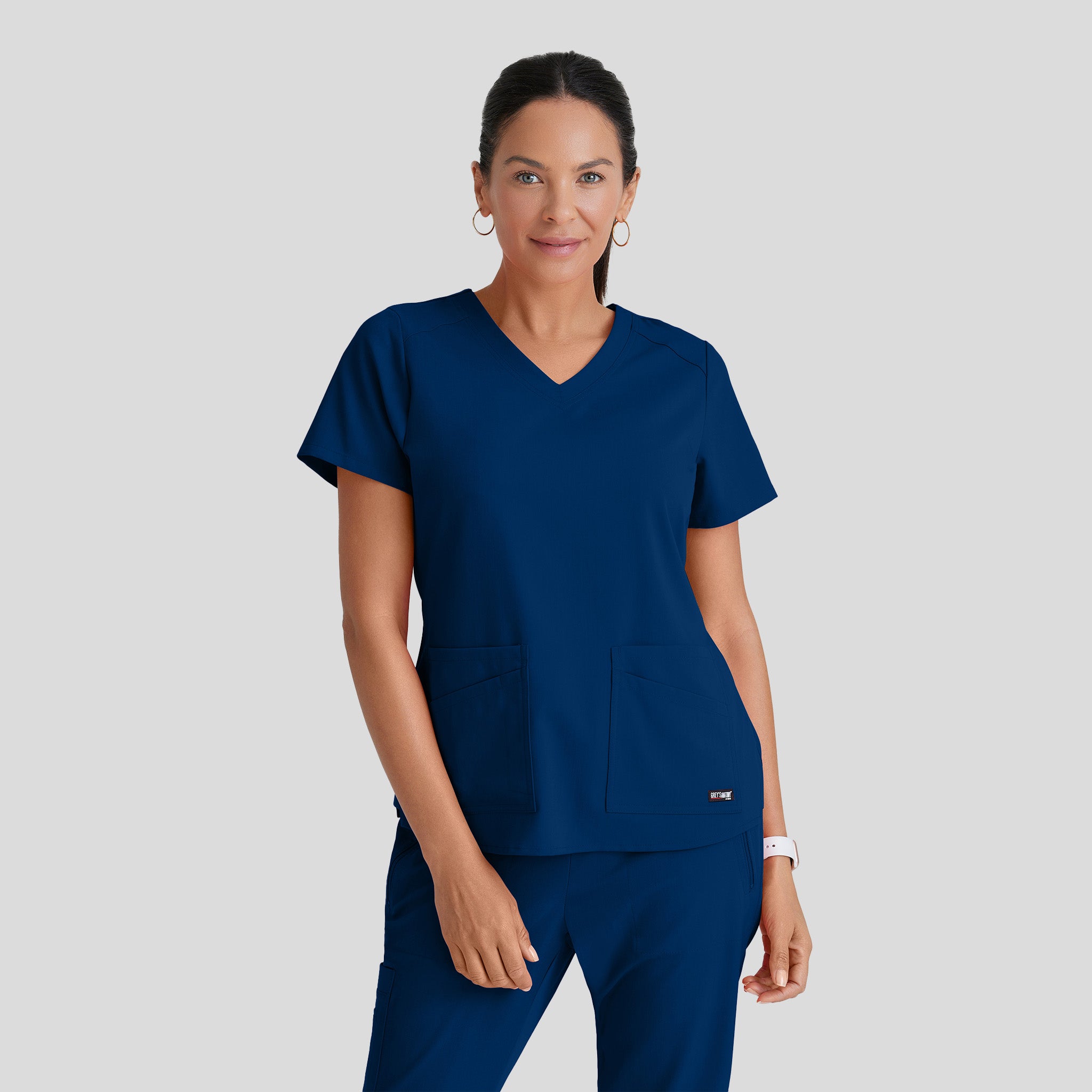 Emma 4-Pocket V-Neck Scrub Top | Navy