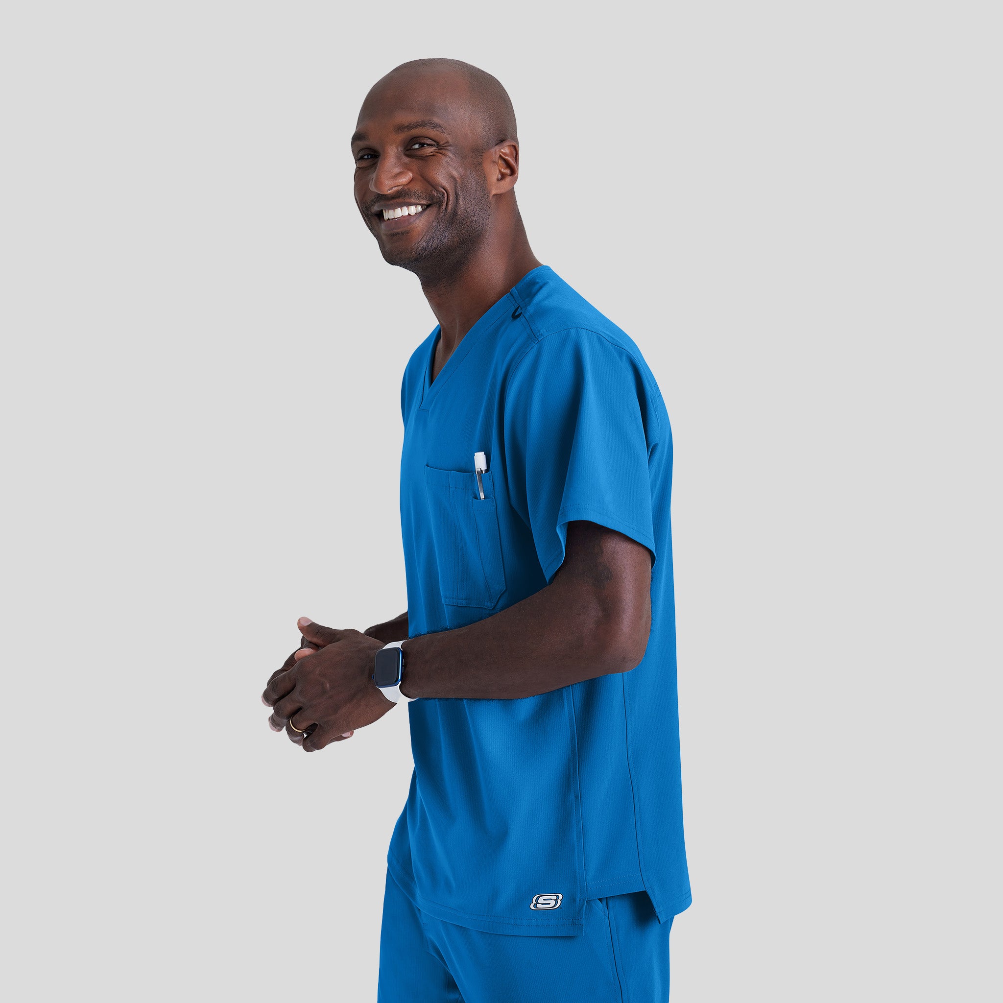 Men's Structure 1-Pocket V-Neck Scrub Top | Royal