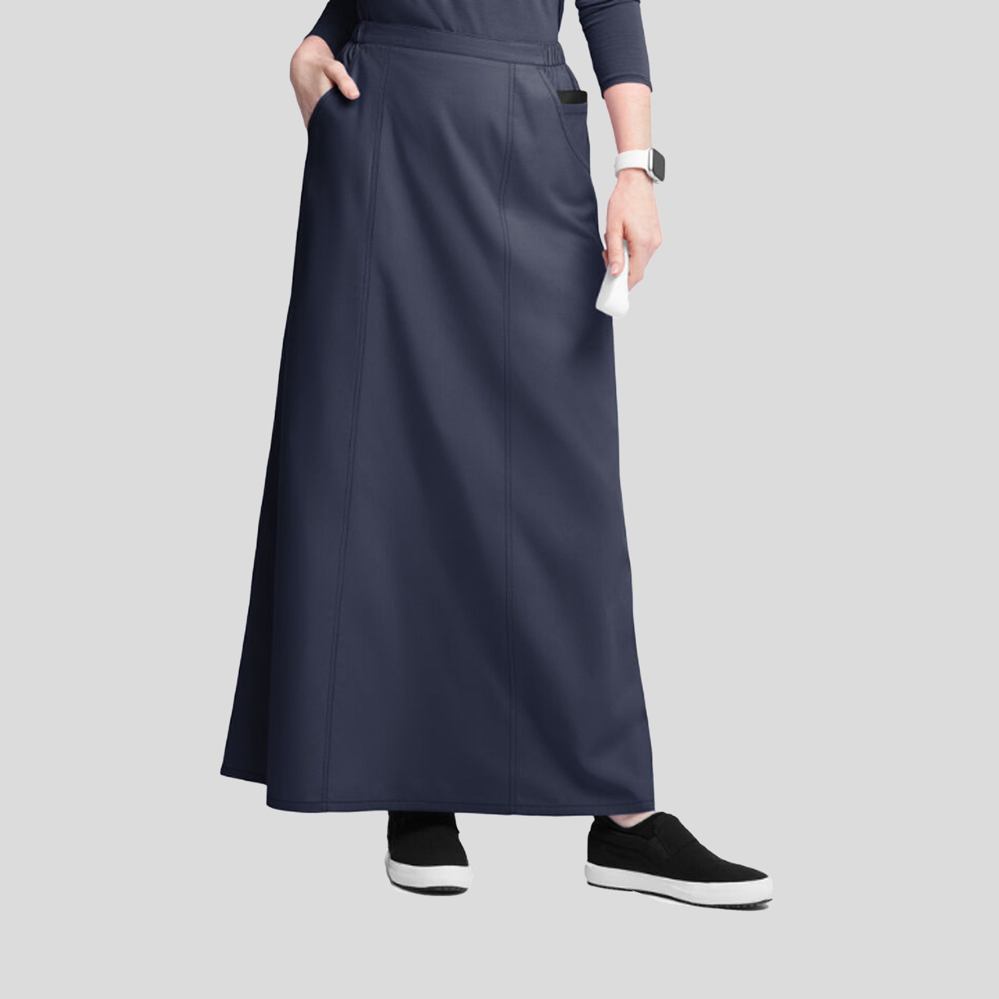 4-Pocket Gored Ankle-length Skirt | Navy