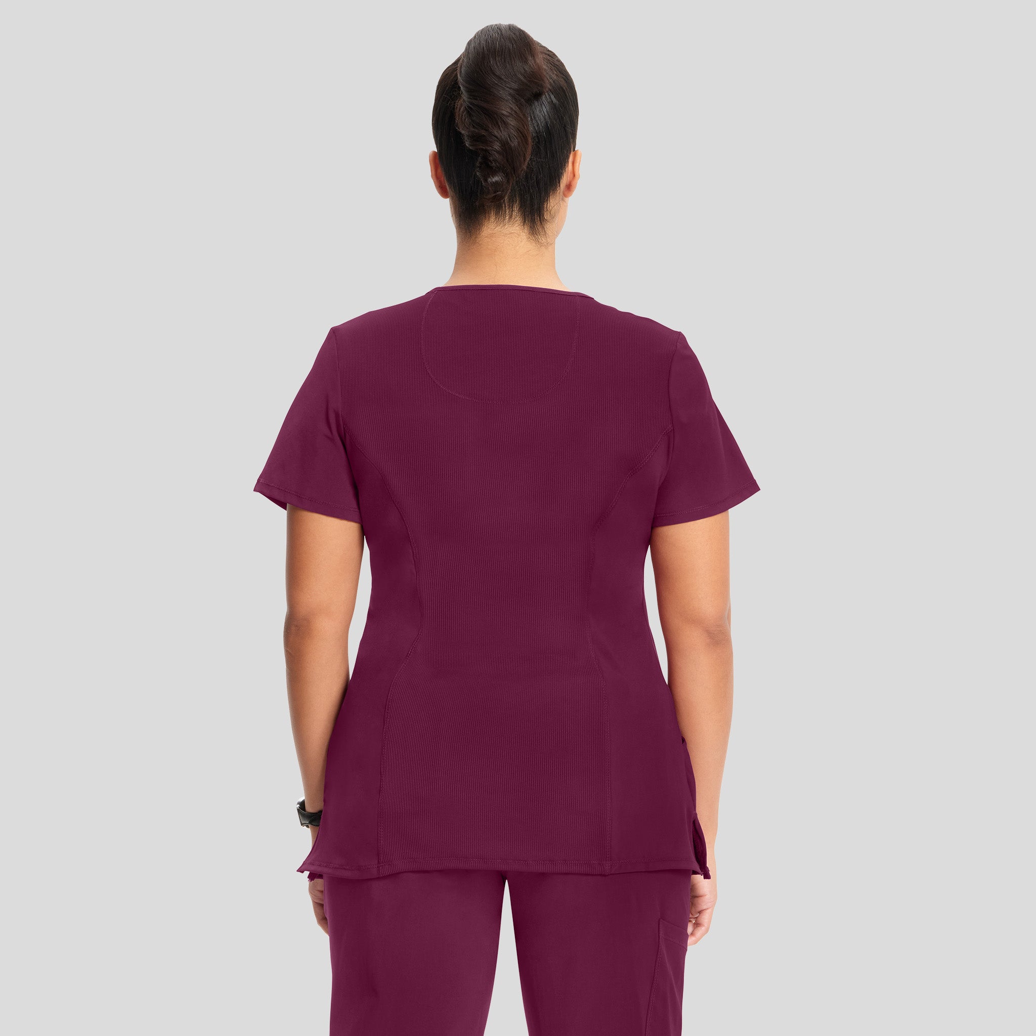 Infinity Mock Wrap Solid Scrub Top | Wine