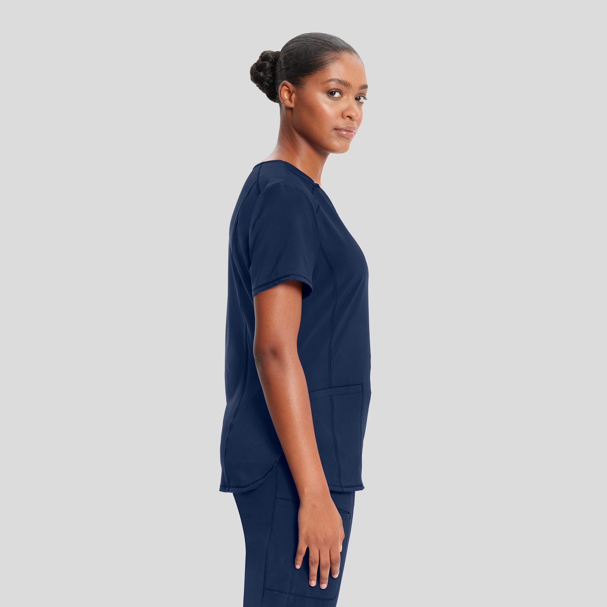 Infinity V-Neck Solid Scrub Top | Navy
