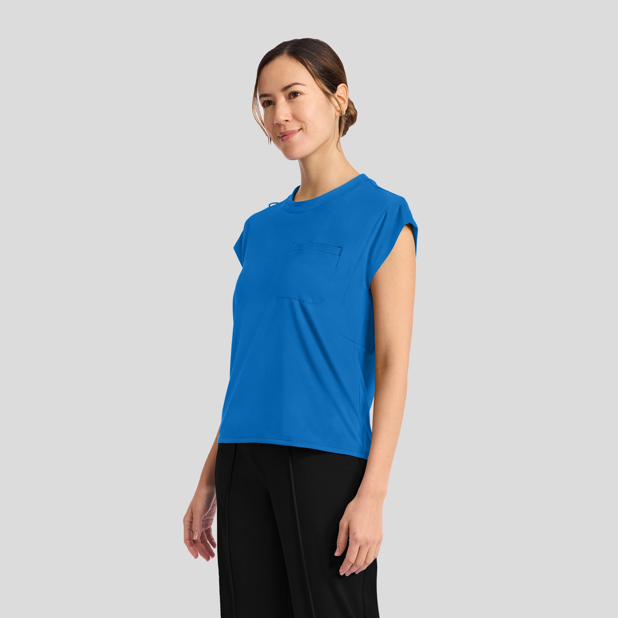 Achieve Crew Neck Scrub Top | True Blue