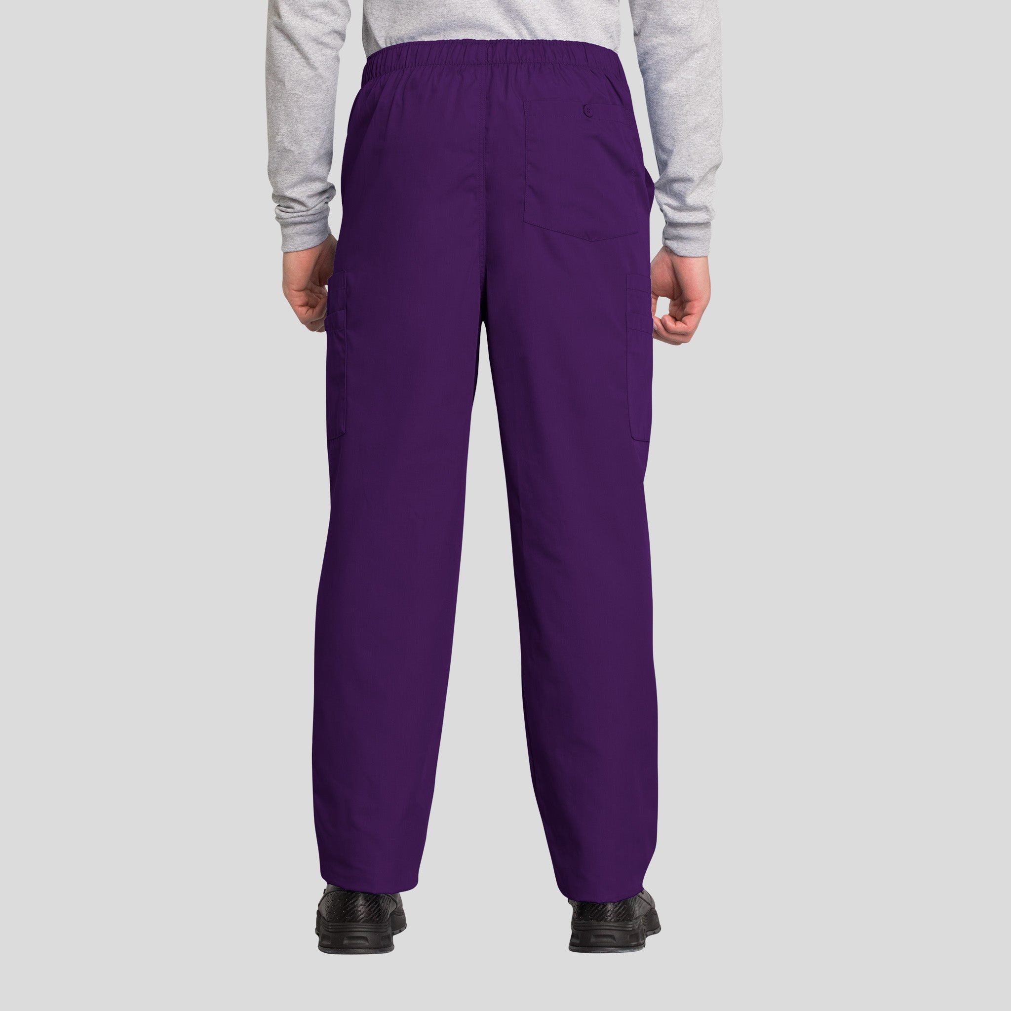 Men's Drawstring Cargo Scrub Pant | Eggplant