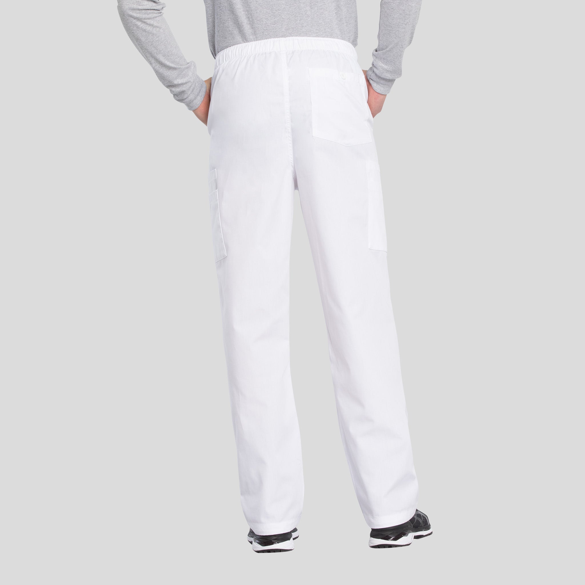 Men's Drawstring Cargo Scrub Pant | White