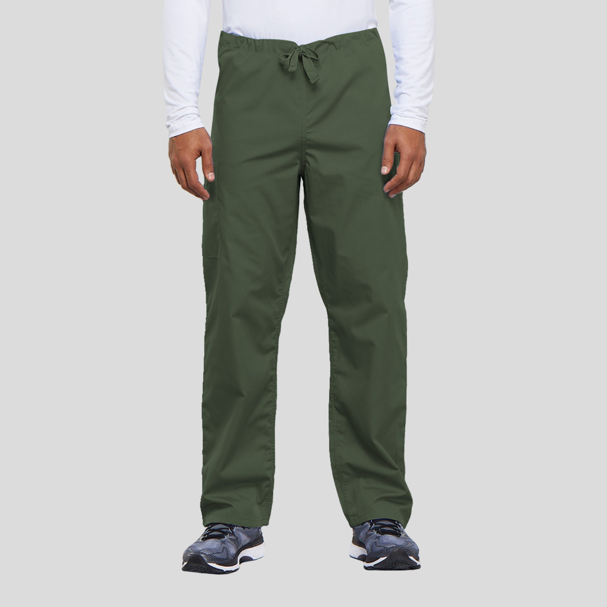 Unisex Drawstring Cargo Scrub Pant | Olive