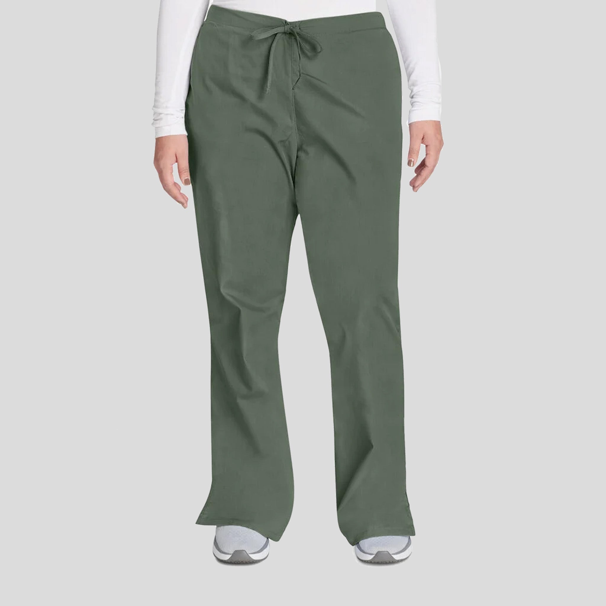 Natural Rise Flare Leg Drawstring Pant | Olive