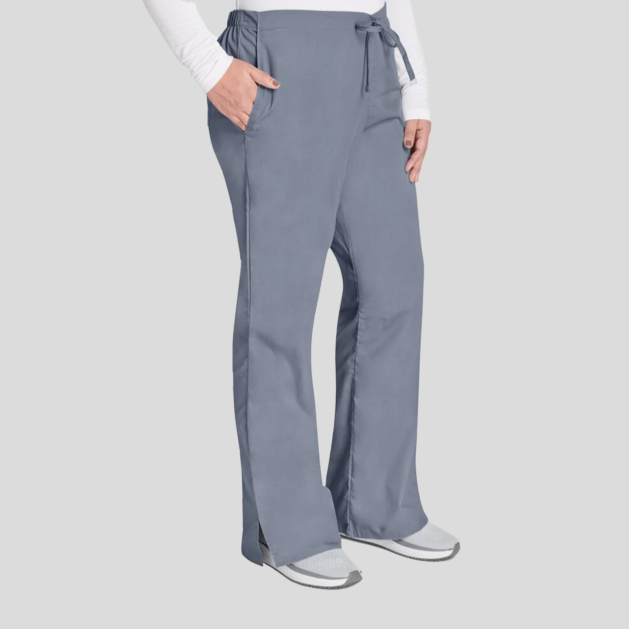 Natural Rise Flare Leg Drawstring Pant | Grey