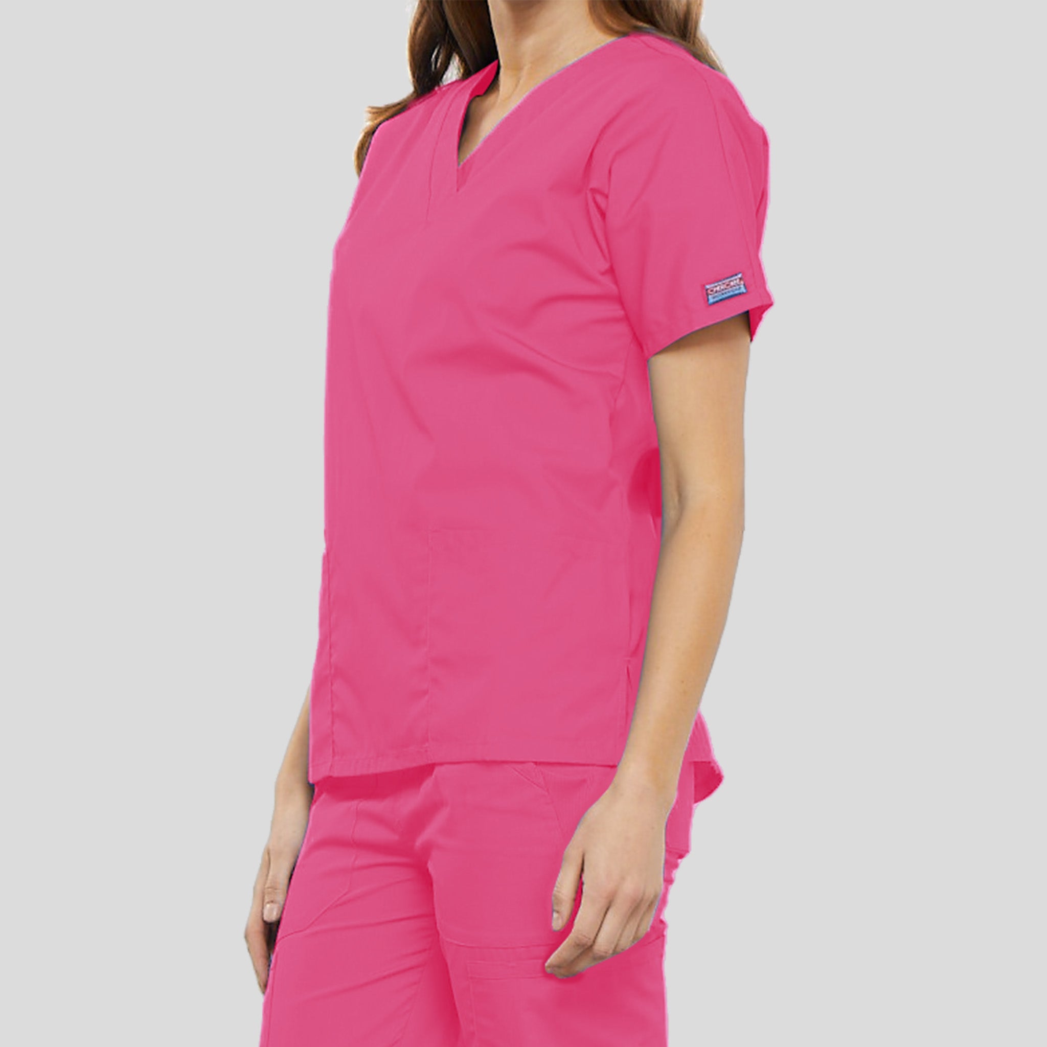 Women's V-Neck 2 Pocket | Shocking Pink