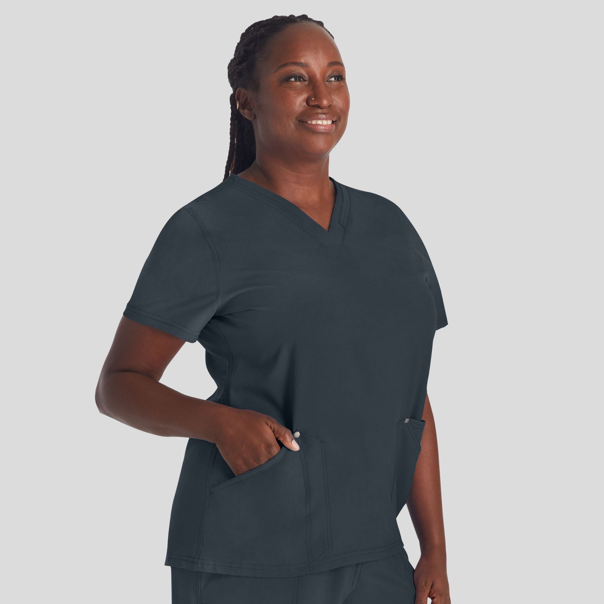 Women's V-Neck Scrub Top | Pewter