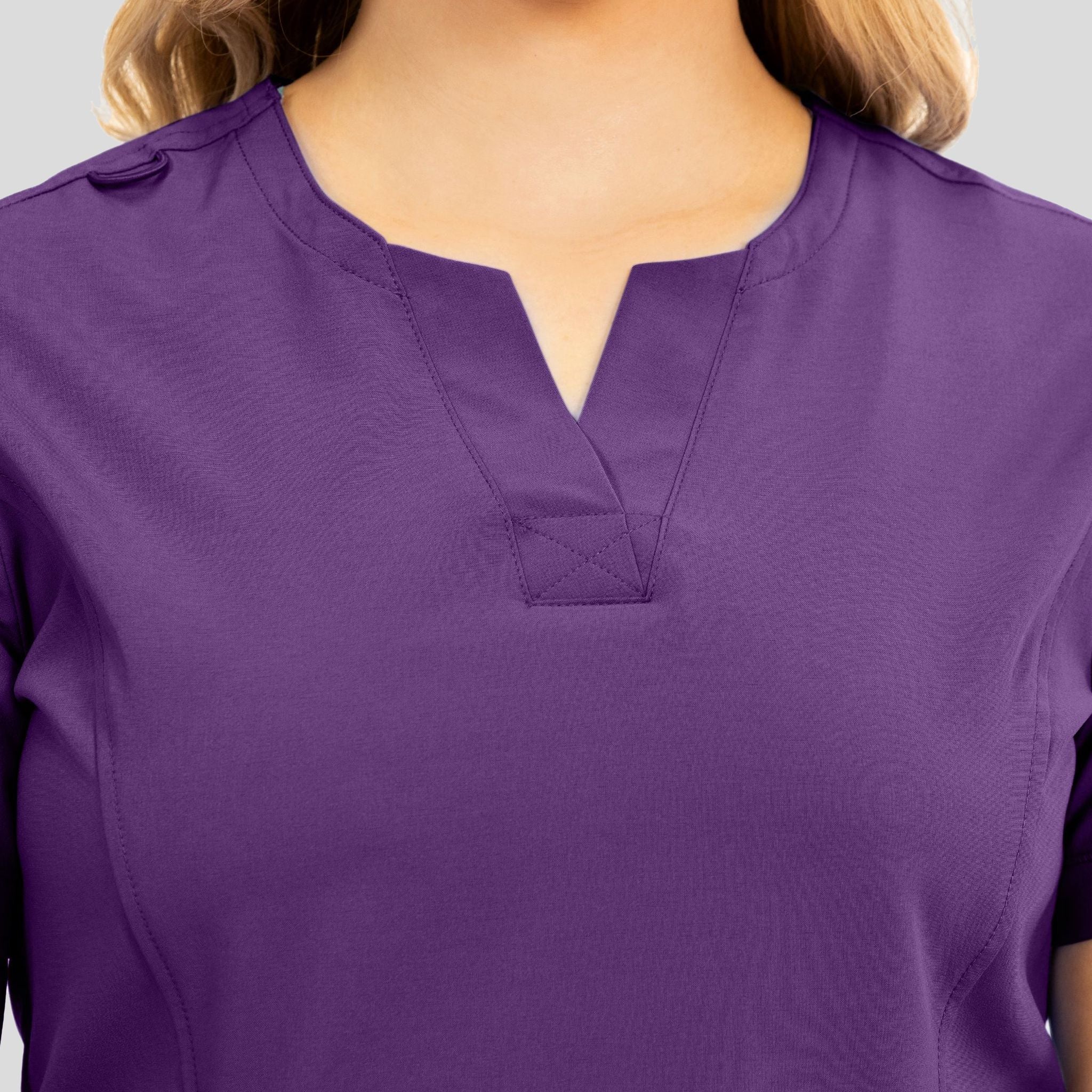Notched Crew Neck Top | Eggplant