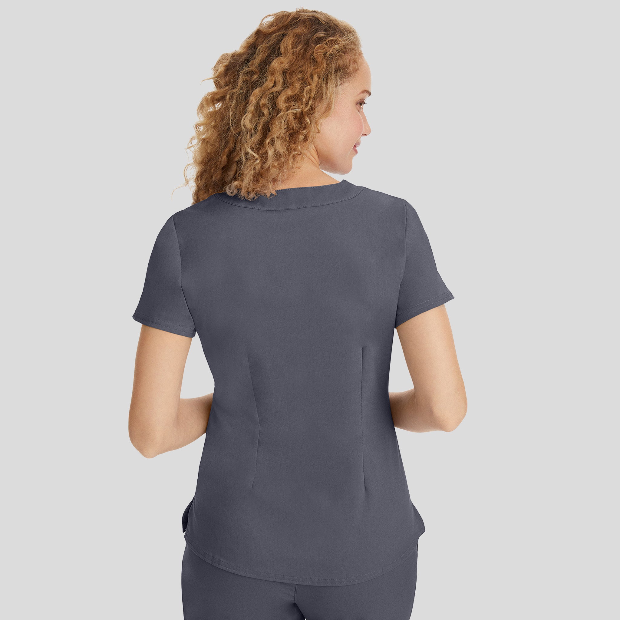 Jane Y-Neck Scrub Top | Pewter