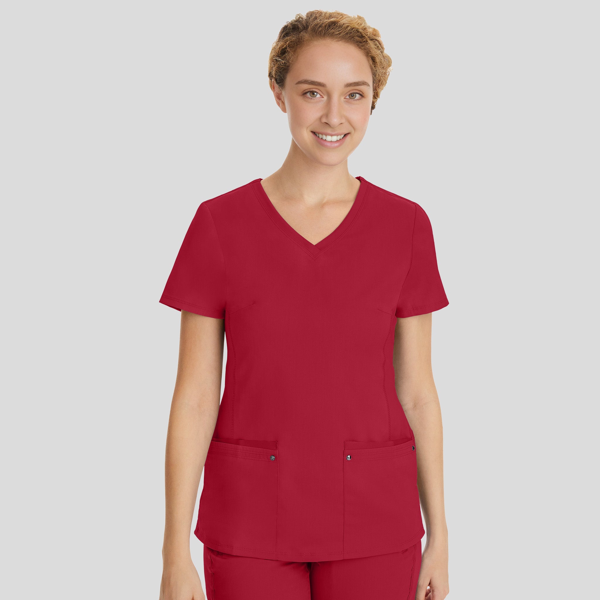 Juliet V-Neck Yoga Scrub Top | Red
