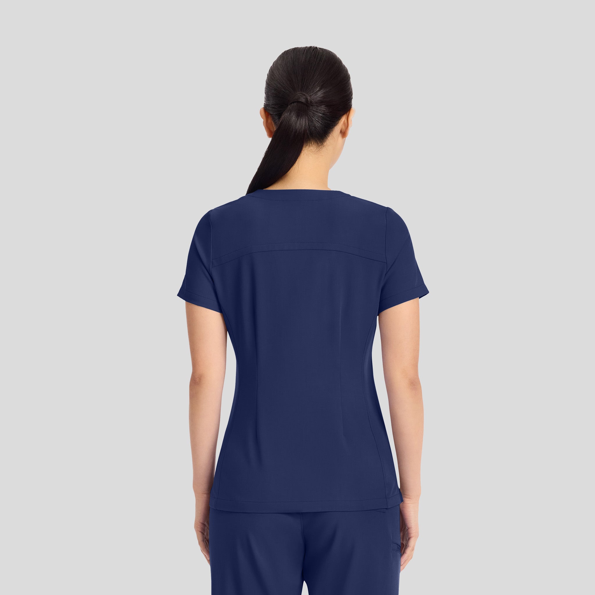 Women's Briana Y-Neck Scrub Top | Navy