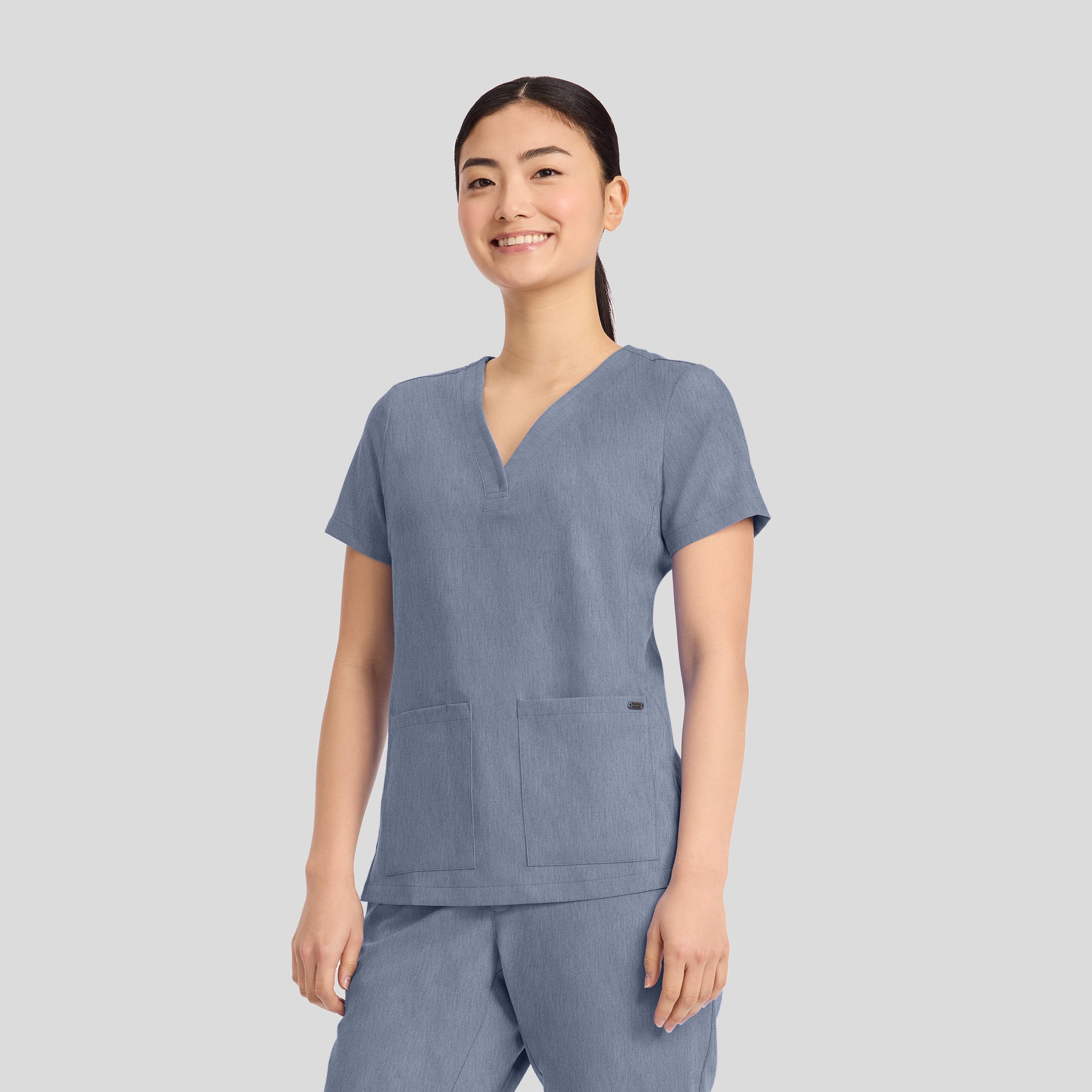 Women's Briana Y-Neck Scrub Top | Twilight Blue