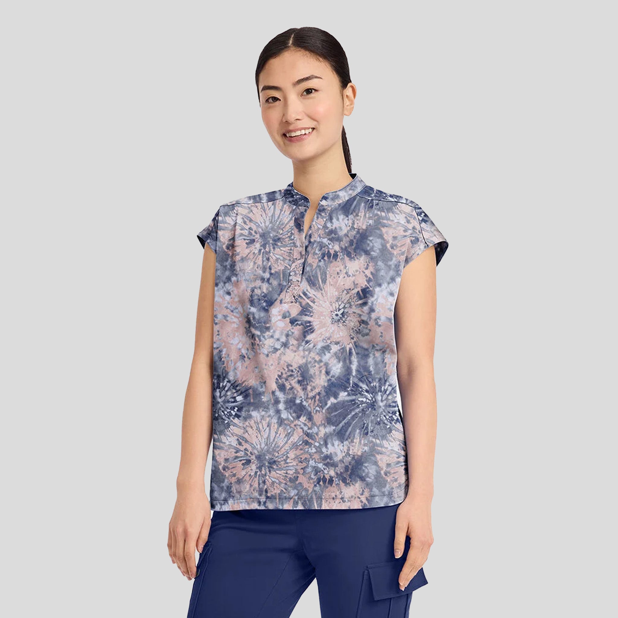 Journey Twilight Tie Dye Print Scrub Top