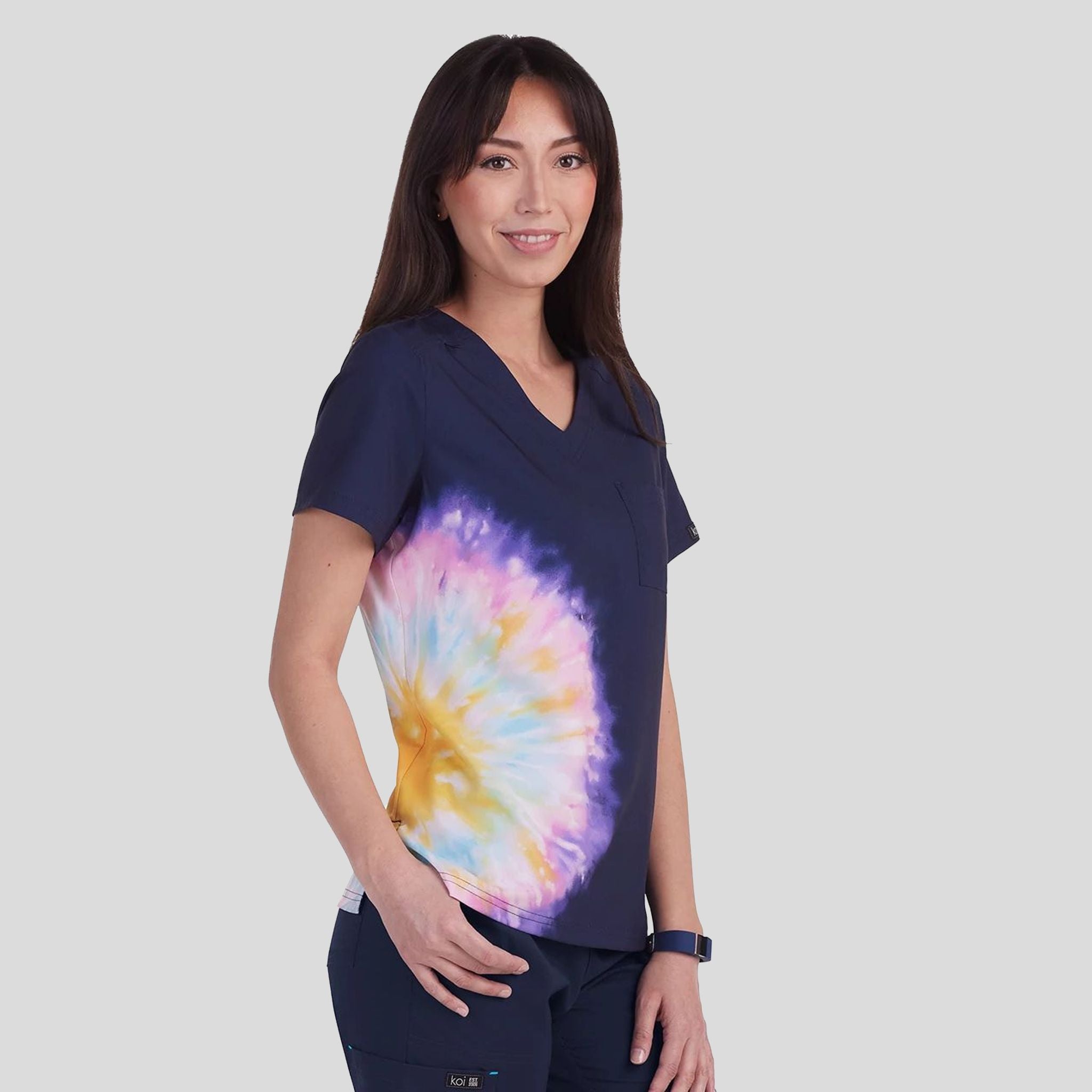 Women's 1-Pocket Stretch Print Top | Tie Dye Splash