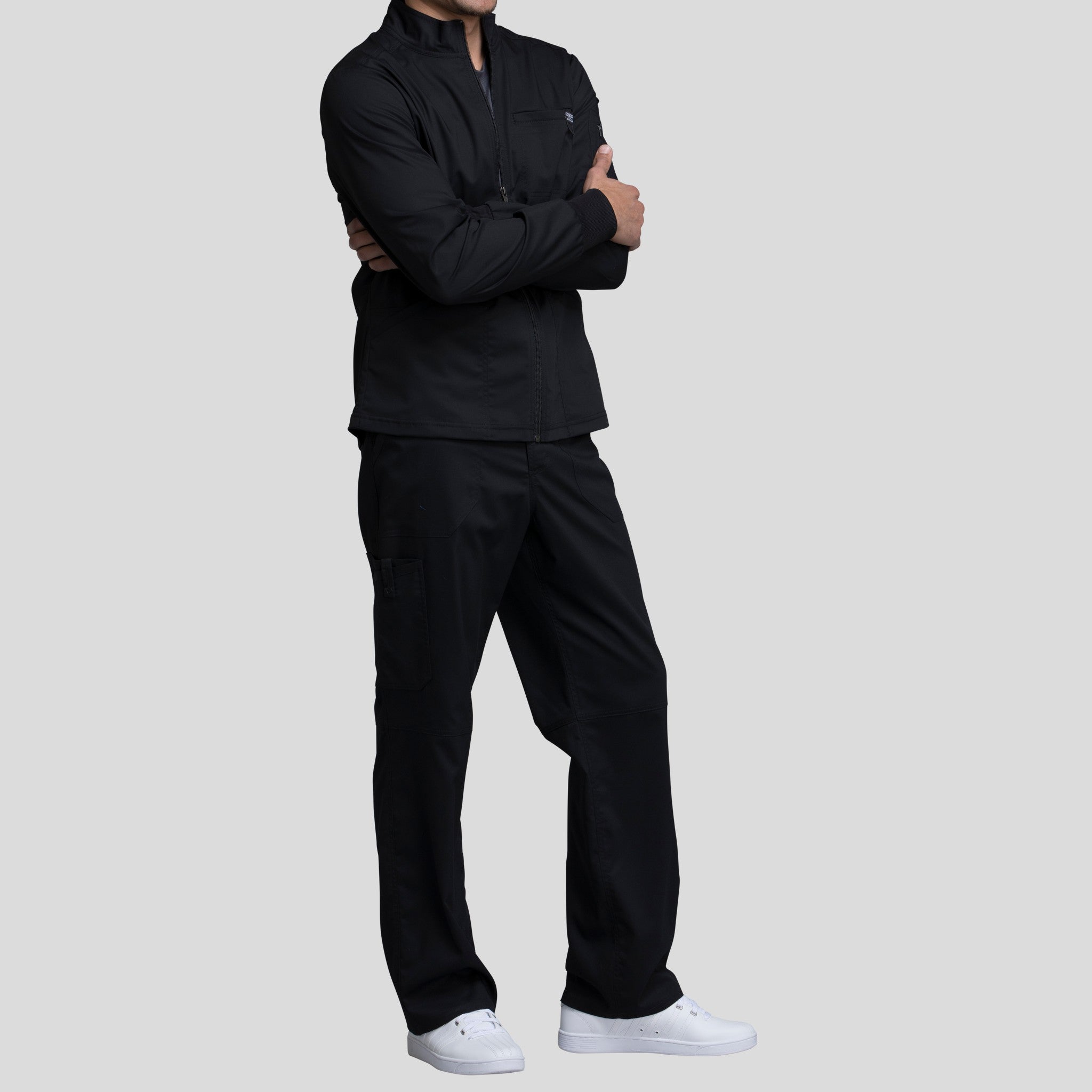 Men's Zip Front Scrub Jacket | Black