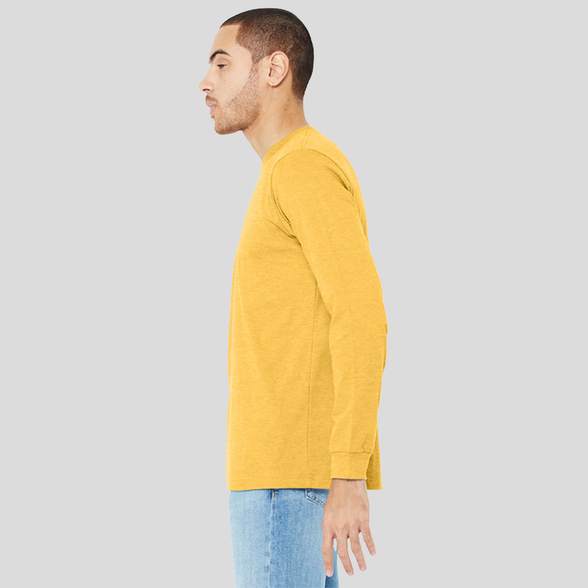 Unisex Heather CVC Long Sleeve Tee | Heather Yellow Gold