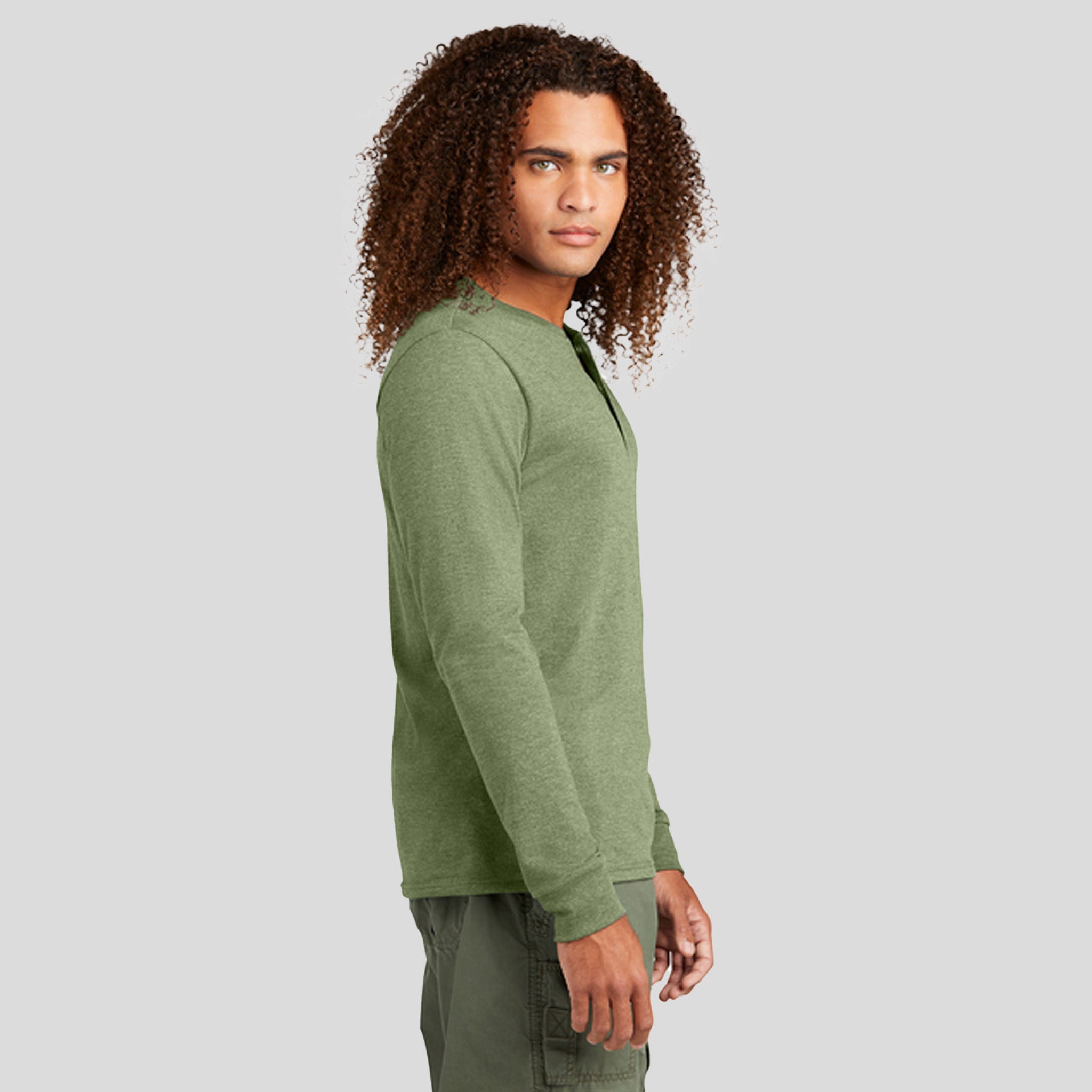 Perfect Triยฎ Long Sleeve Henley | Military Green Frost