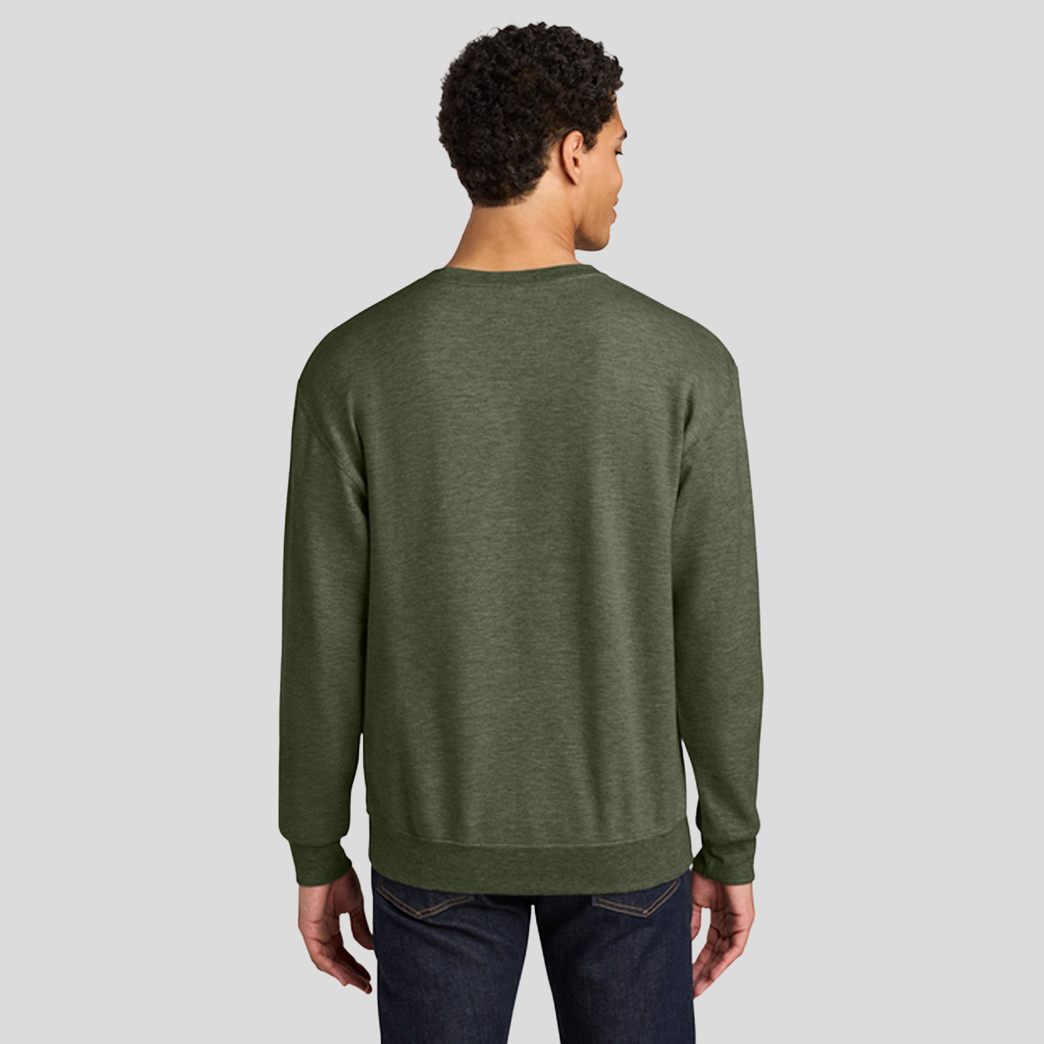 Ultimateβ’ Unisex CVC Ring Spun Crewneck Sweatshirt | Military Green Heather
