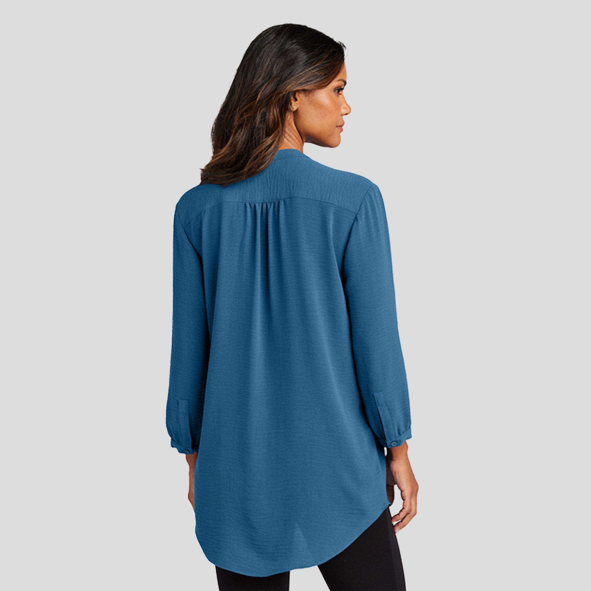 Women's 3/4-Sleeve Textured Crepe Tunic | Aegean Blue