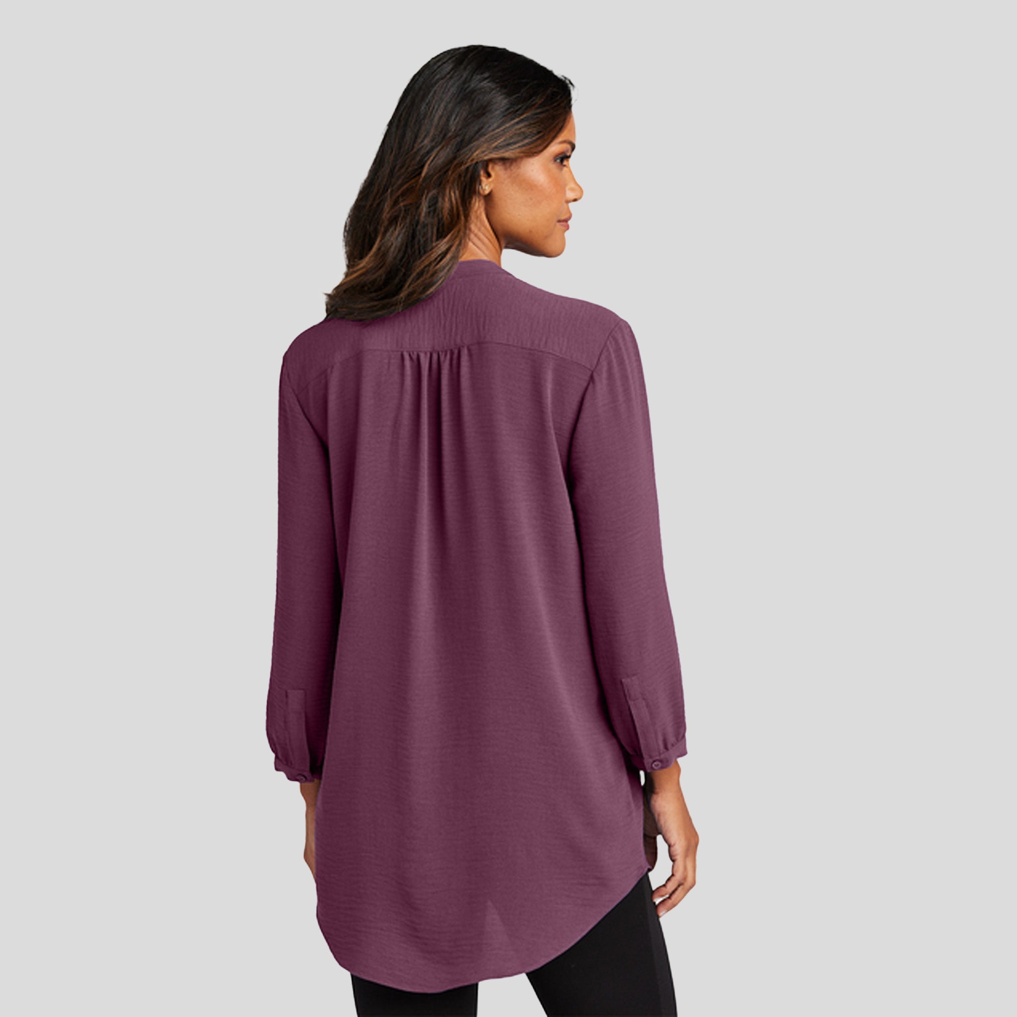Women's 3/4-Sleeve Textured Crepe Tunic | Purple Mist
