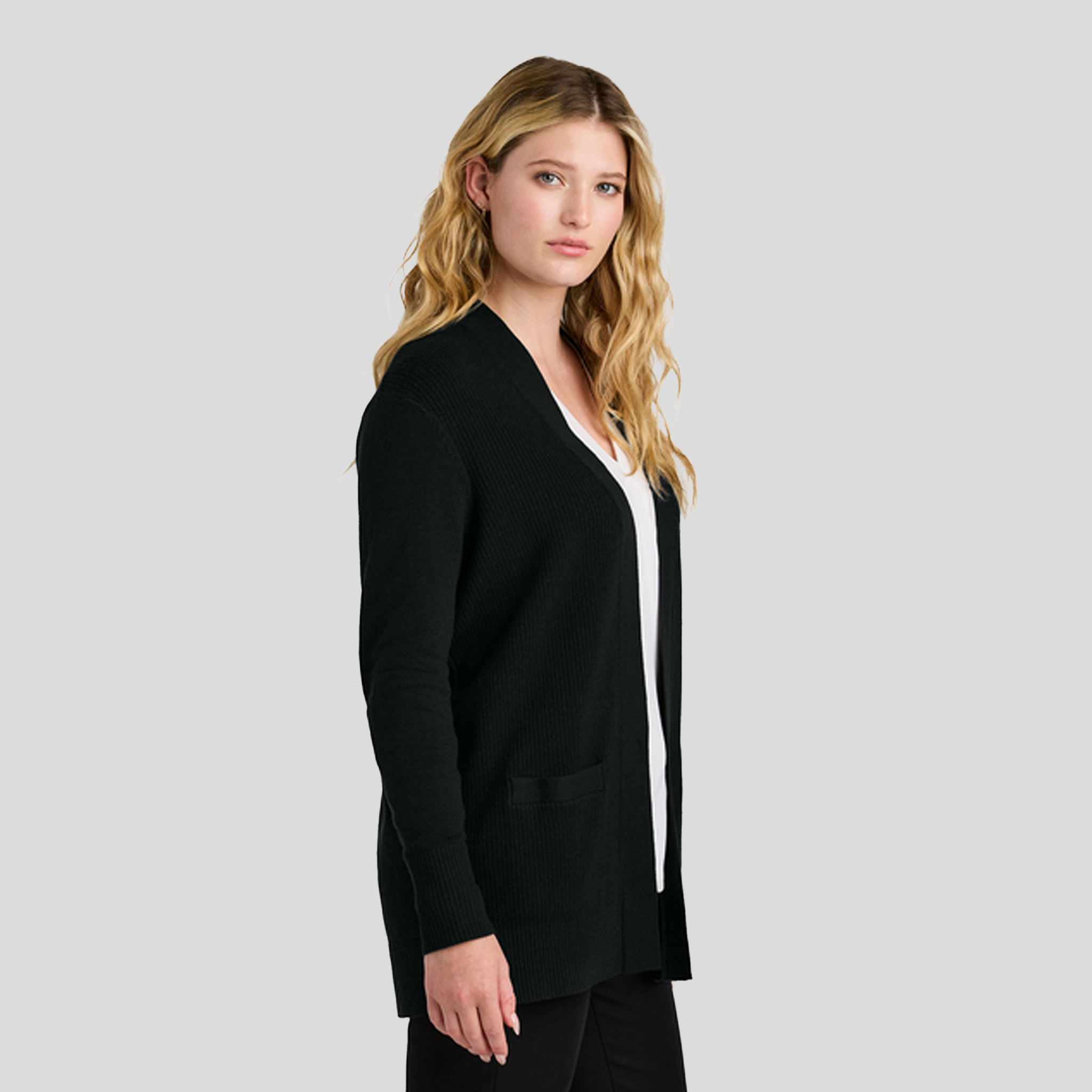 Womenβs Easy Care Open-Front Cardigan Sweater | Deep Black