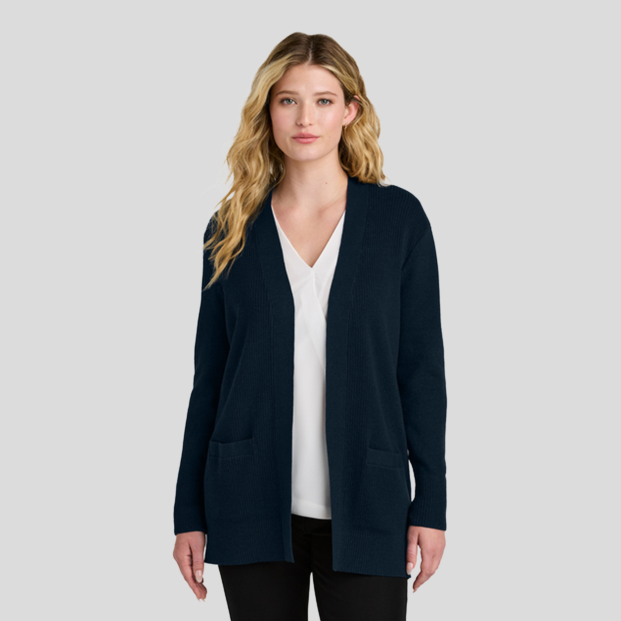 Womenβs Easy Care Open-Front Cardigan Sweater | River Blue Navy