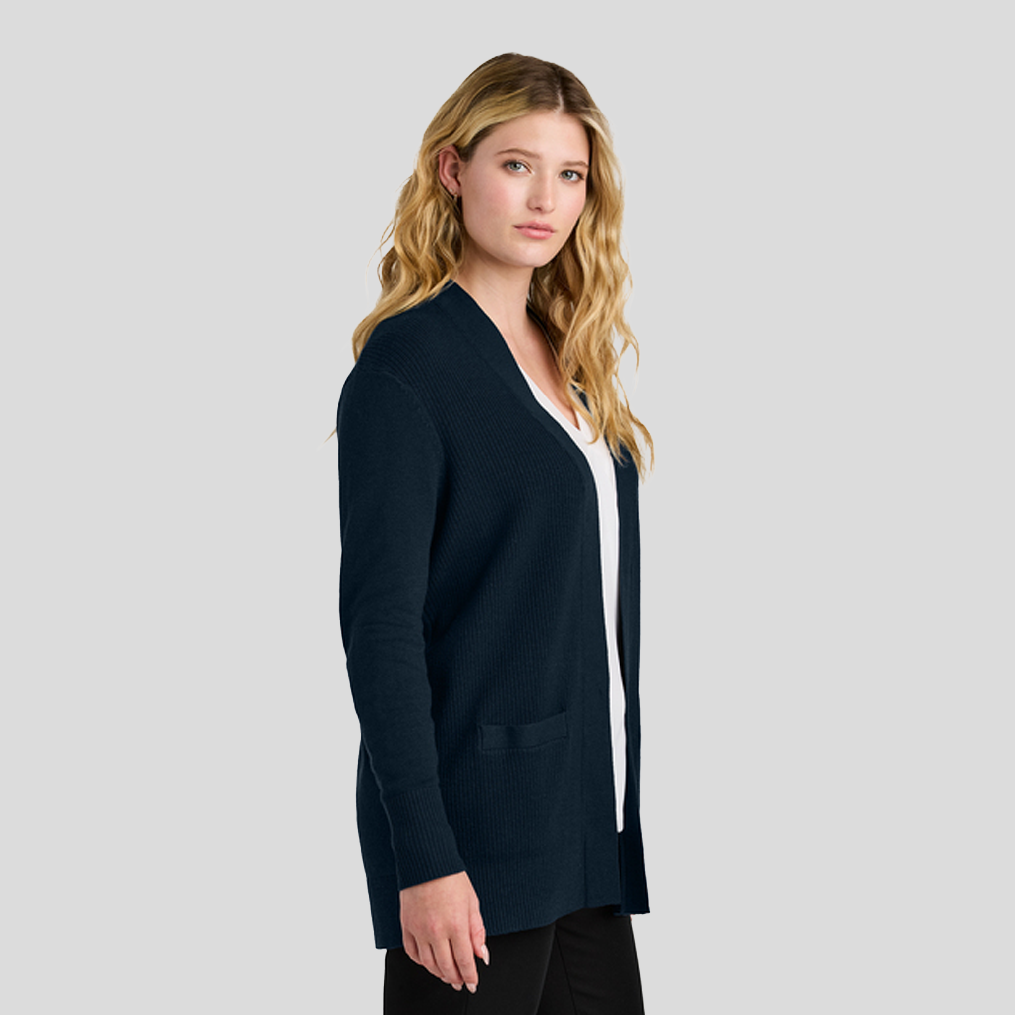 Womenβs Easy Care Open-Front Cardigan Sweater | River Blue Navy