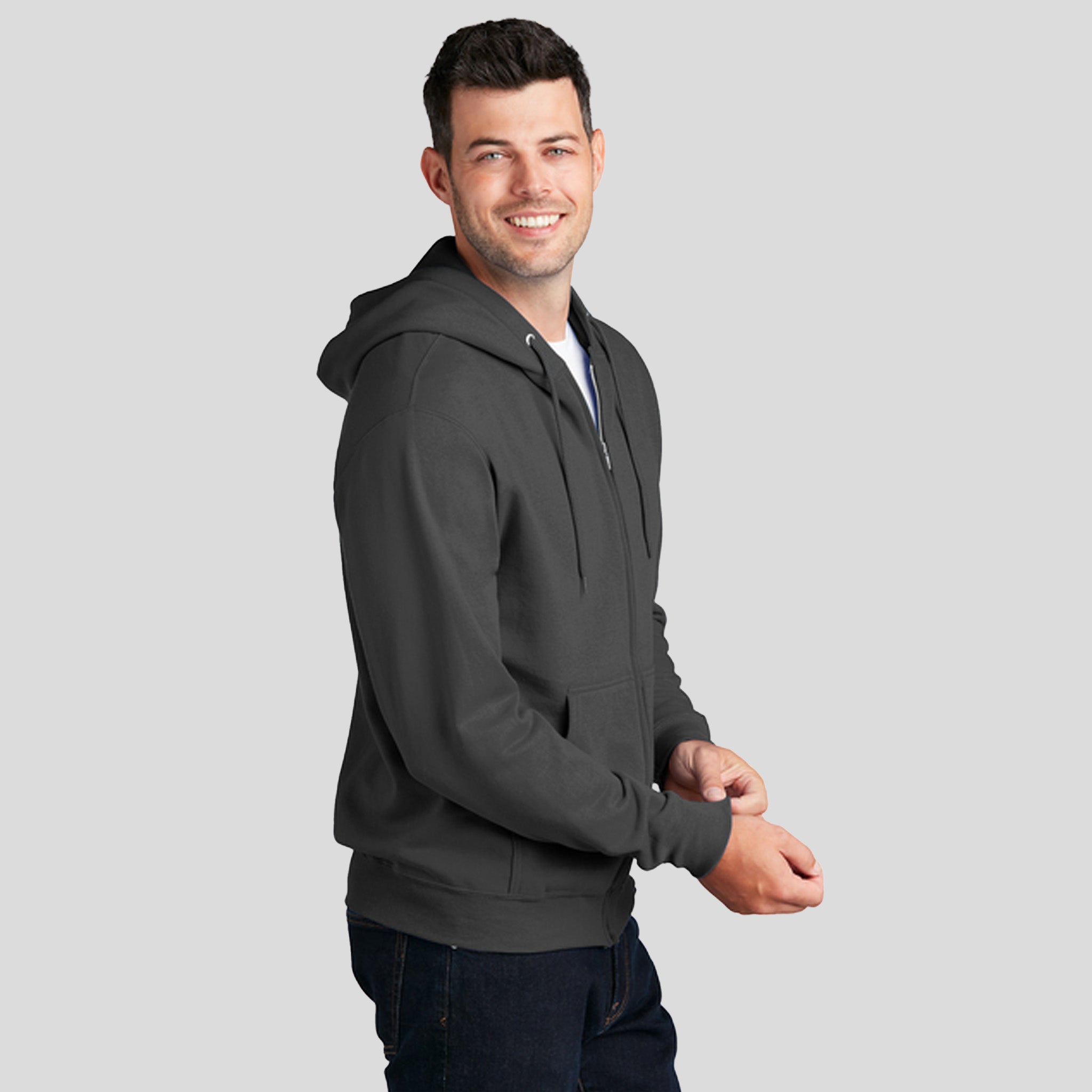 Core Fleece Full-Zip Hooded Sweatshirt | Charcoal