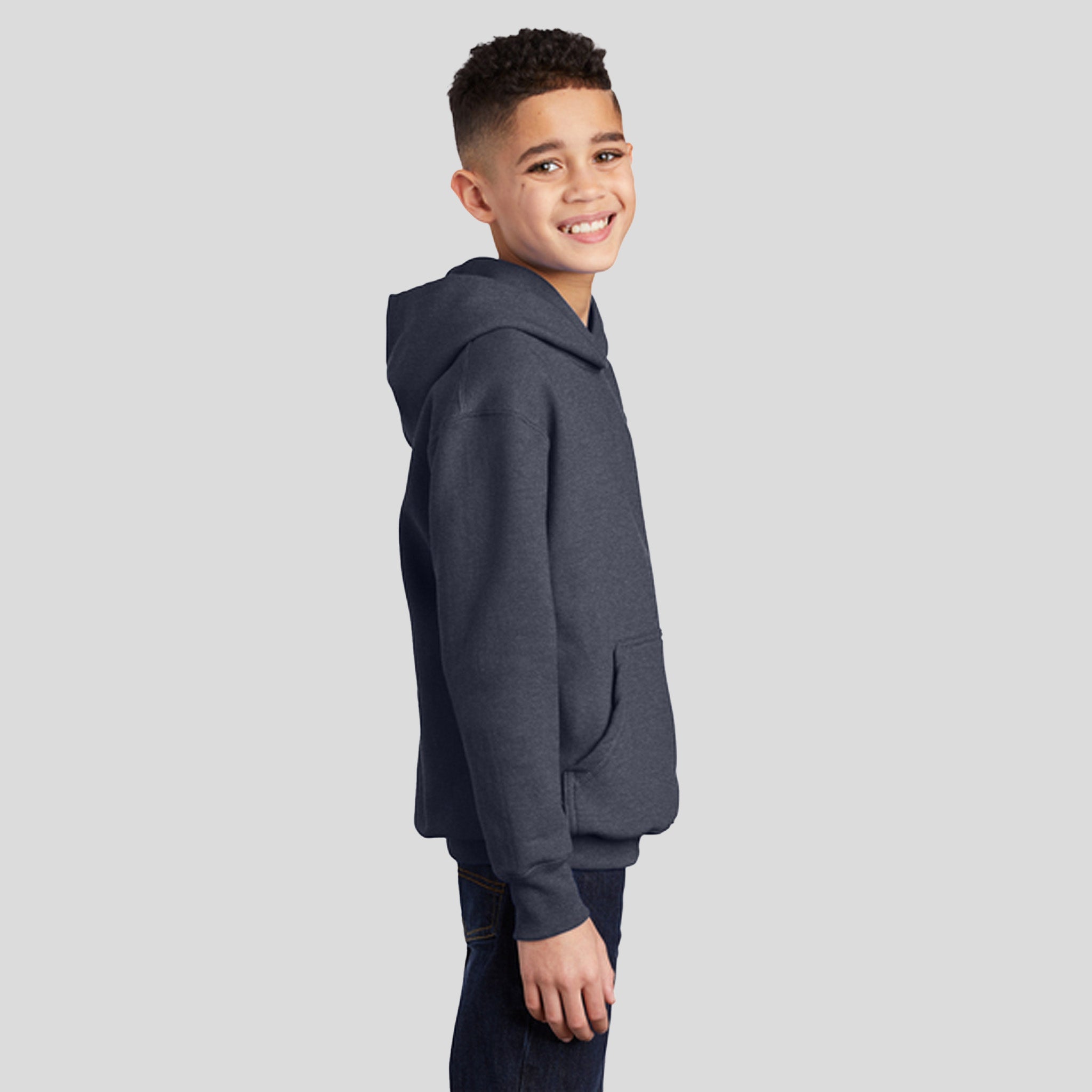 Youth Core Fleece Pullover Hooded Sweatshirt | Heather Navy