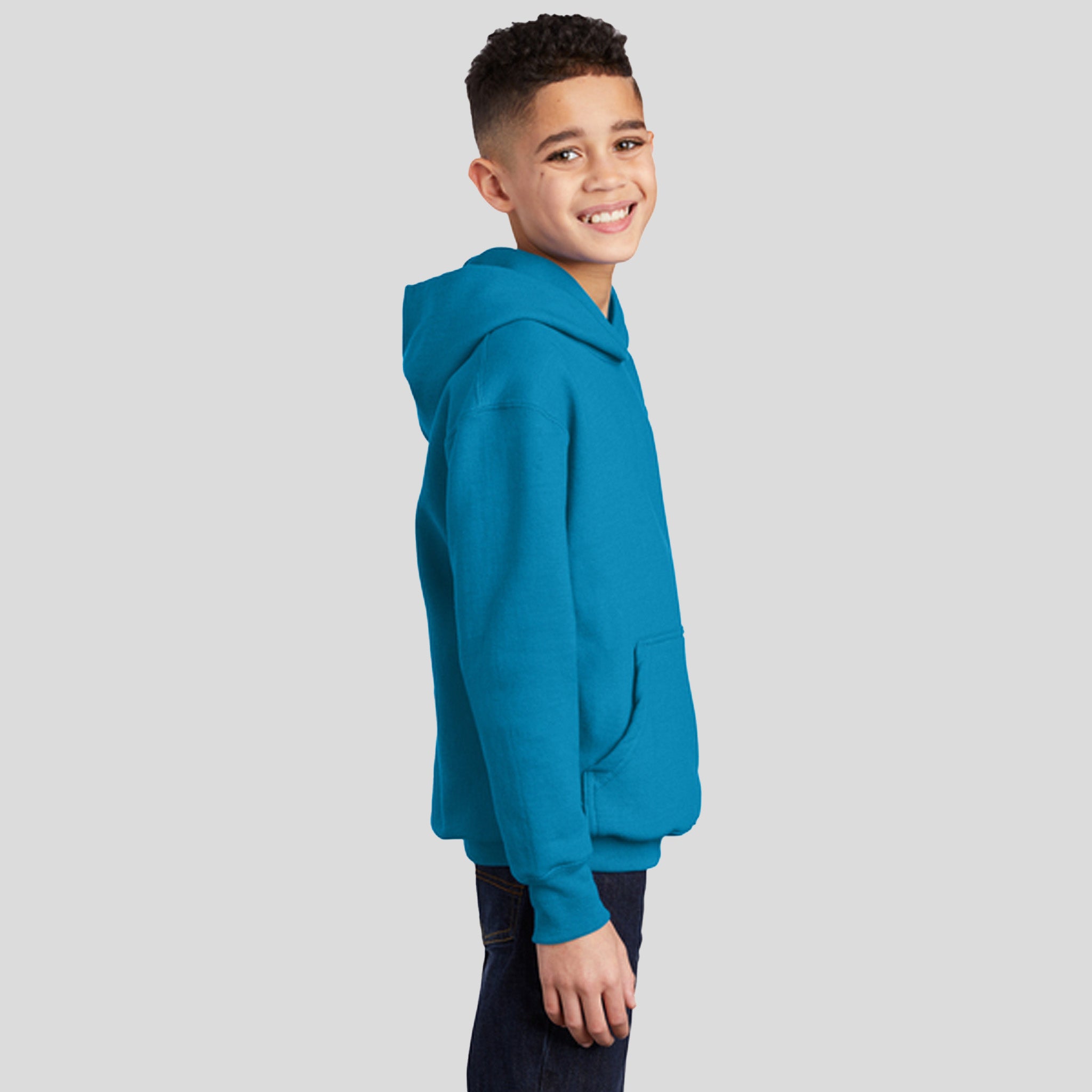 Youth Core Fleece Pullover Hooded Sweatshirt | Neon Blue