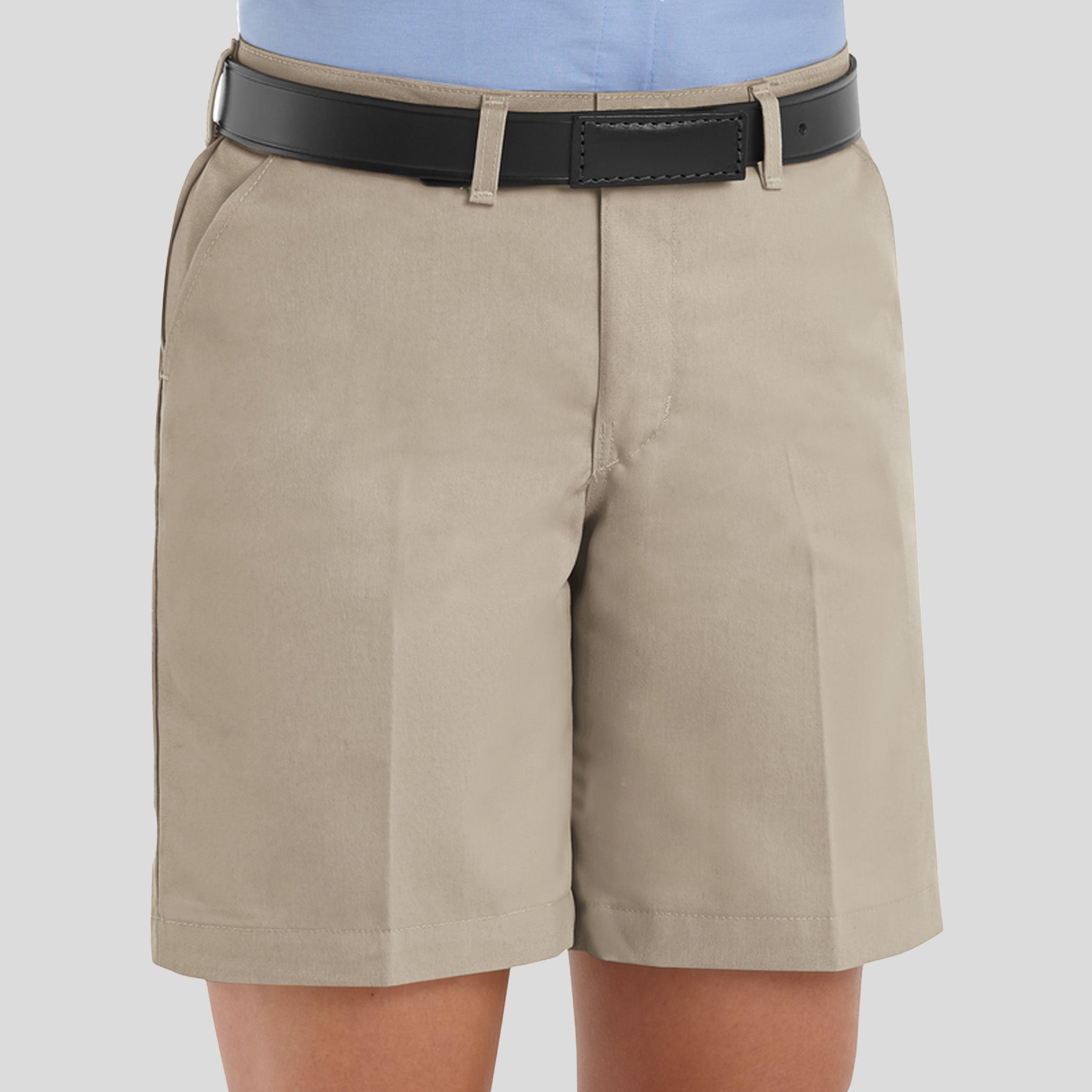 Women's Plain Front Shorts-8" Inseam | Tan