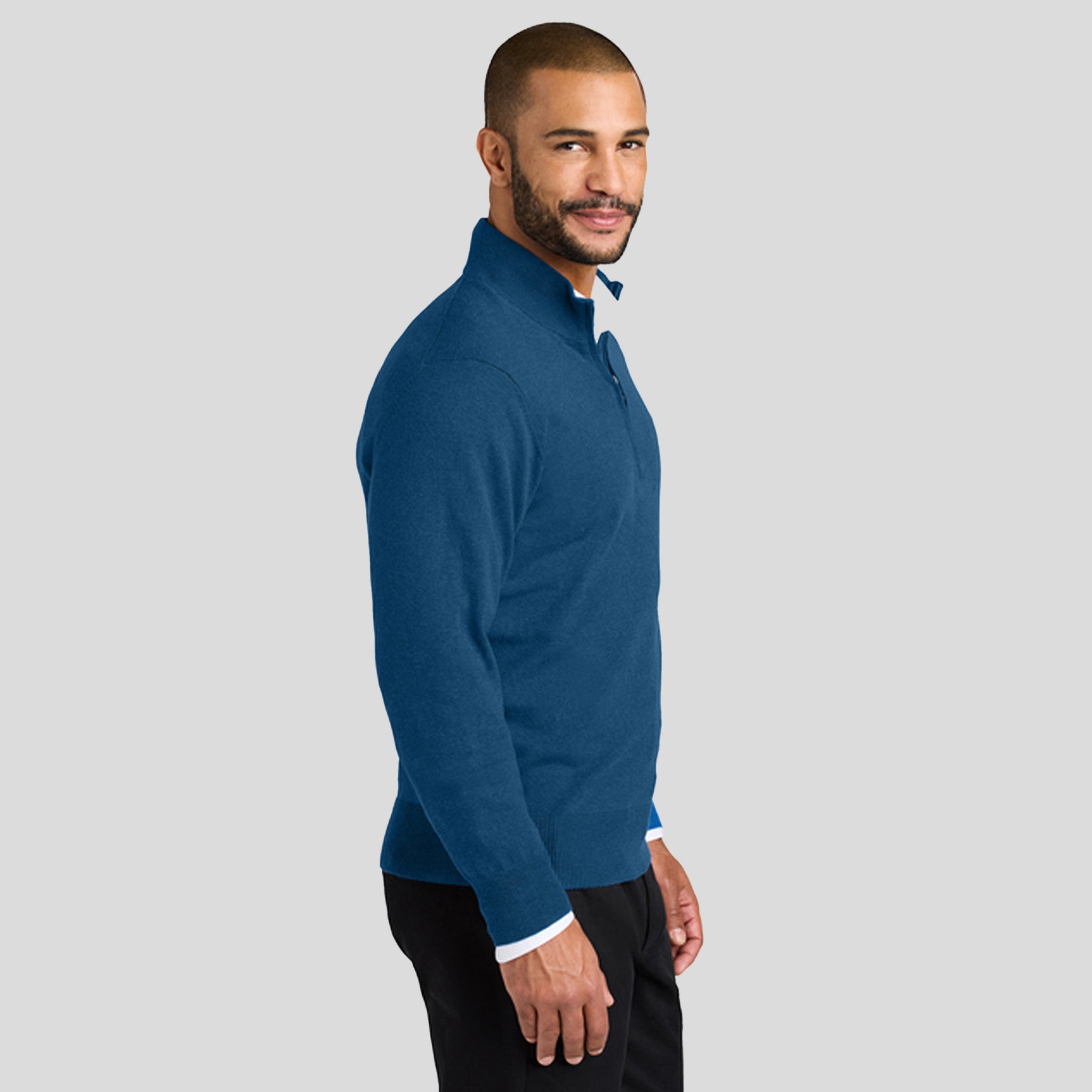 Easy Care 1/4-Zip Sweater | Aegean Blue Heather