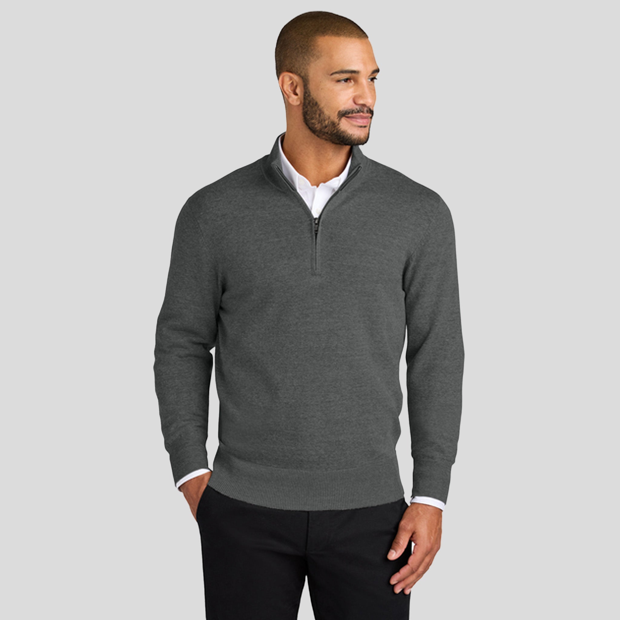 Easy Care 1/4-Zip Sweater | Charcoal Heather