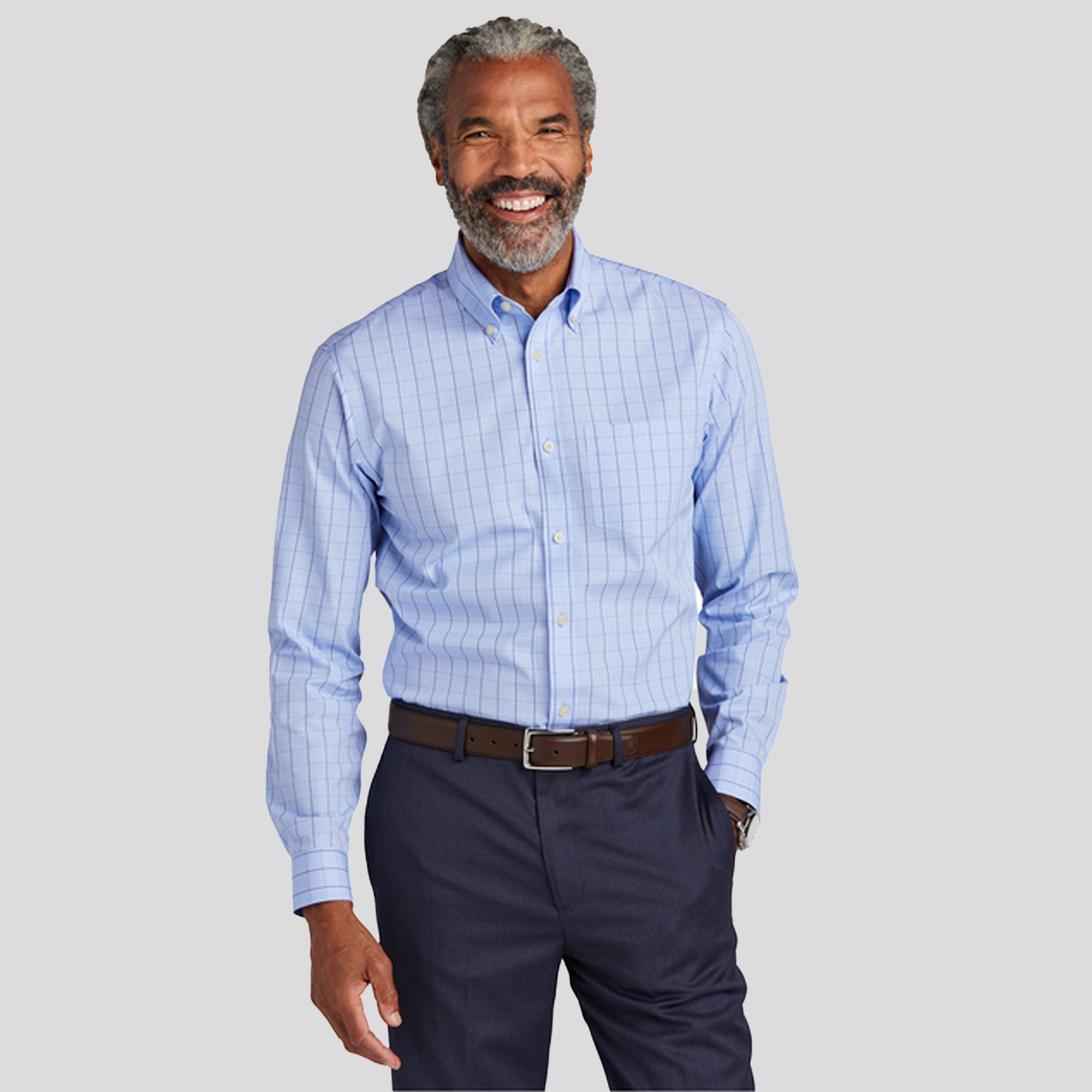 Wrinkle-Free Stretch Patterned Shirt | Newport Blue