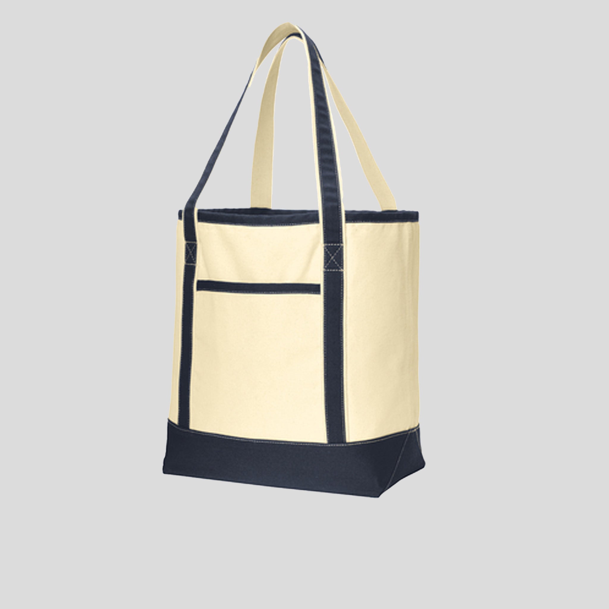 Large Cotton Canvas Tote | Natural/Navy