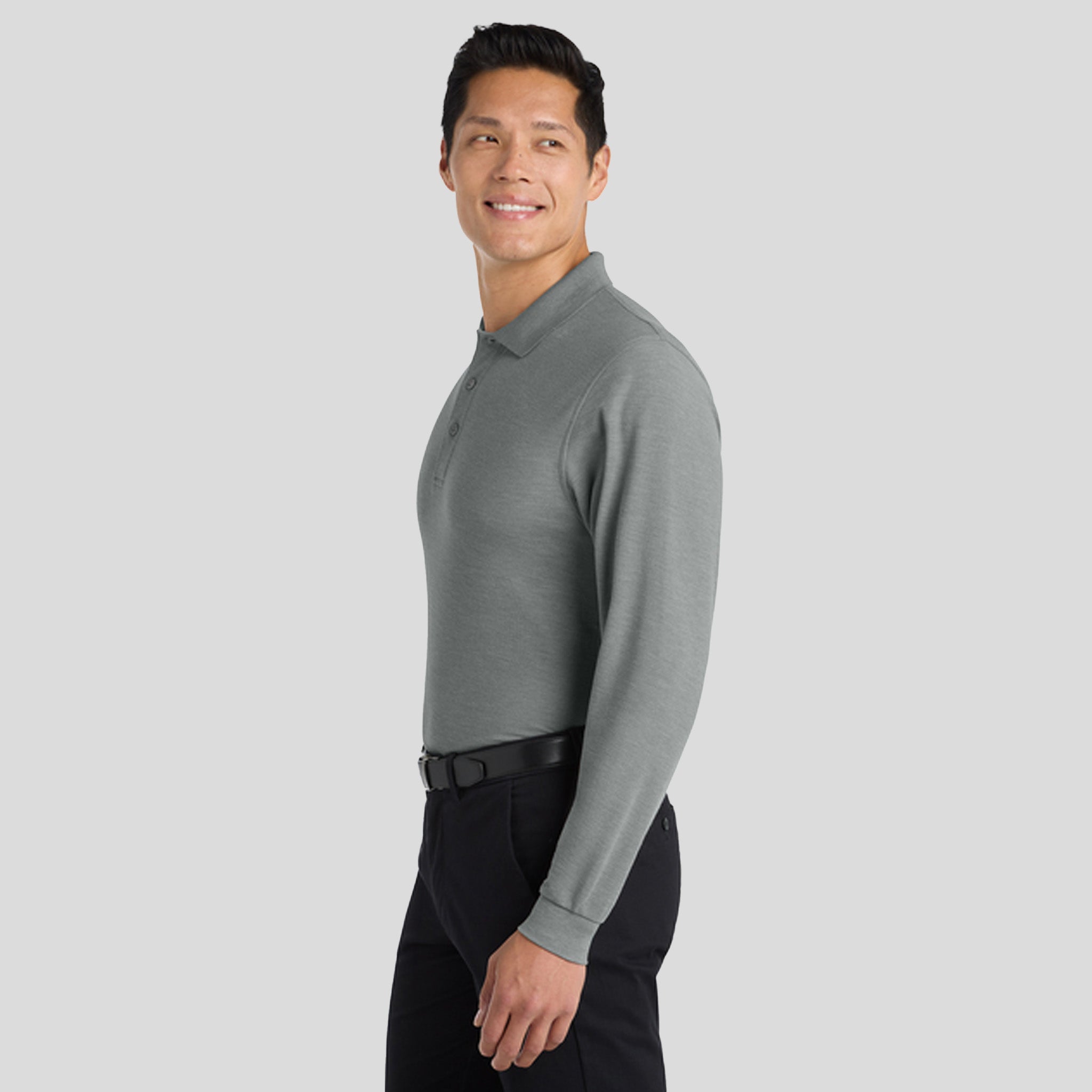 Silk Touchβ’ Long Sleeve Polo | Cool Grey