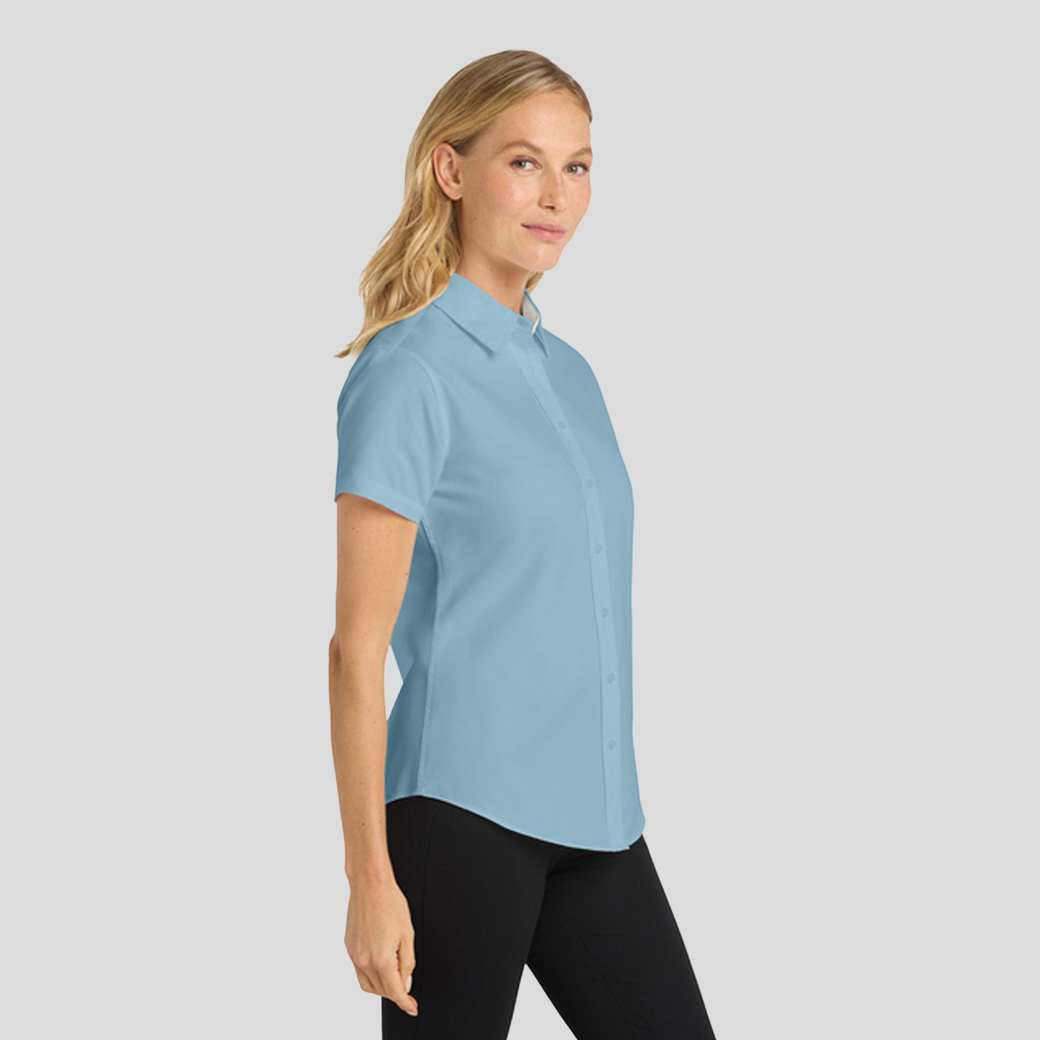 Women's Short Sleeve Easy Care Shirt | Light Blue/Light Stone