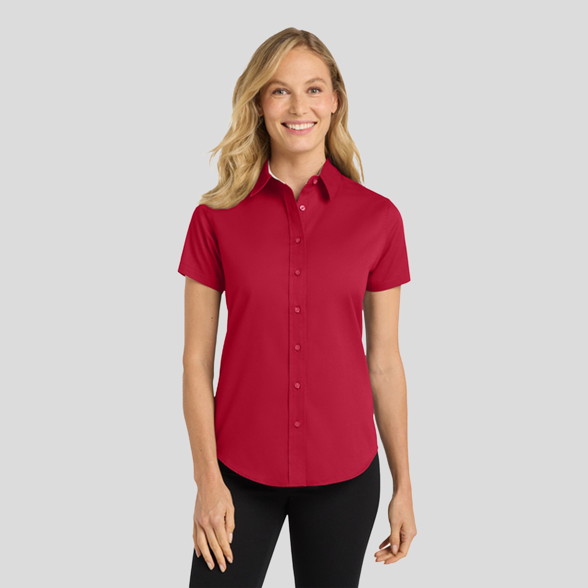 Women's Short Sleeve Easy Care Shirt | Red/Light Stone