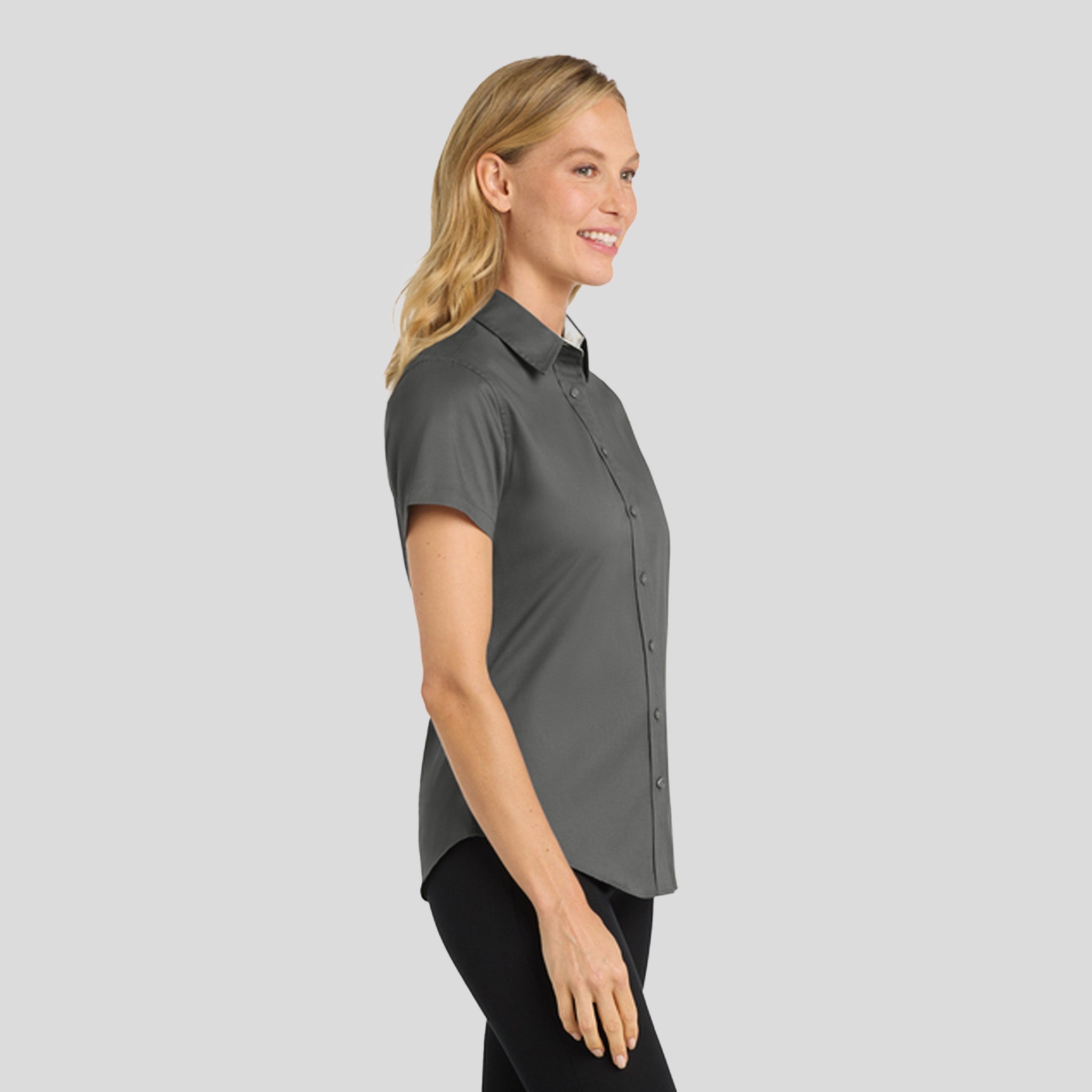 Women's Short Sleeve Easy Care Shirt | Steel Grey/Light Stone