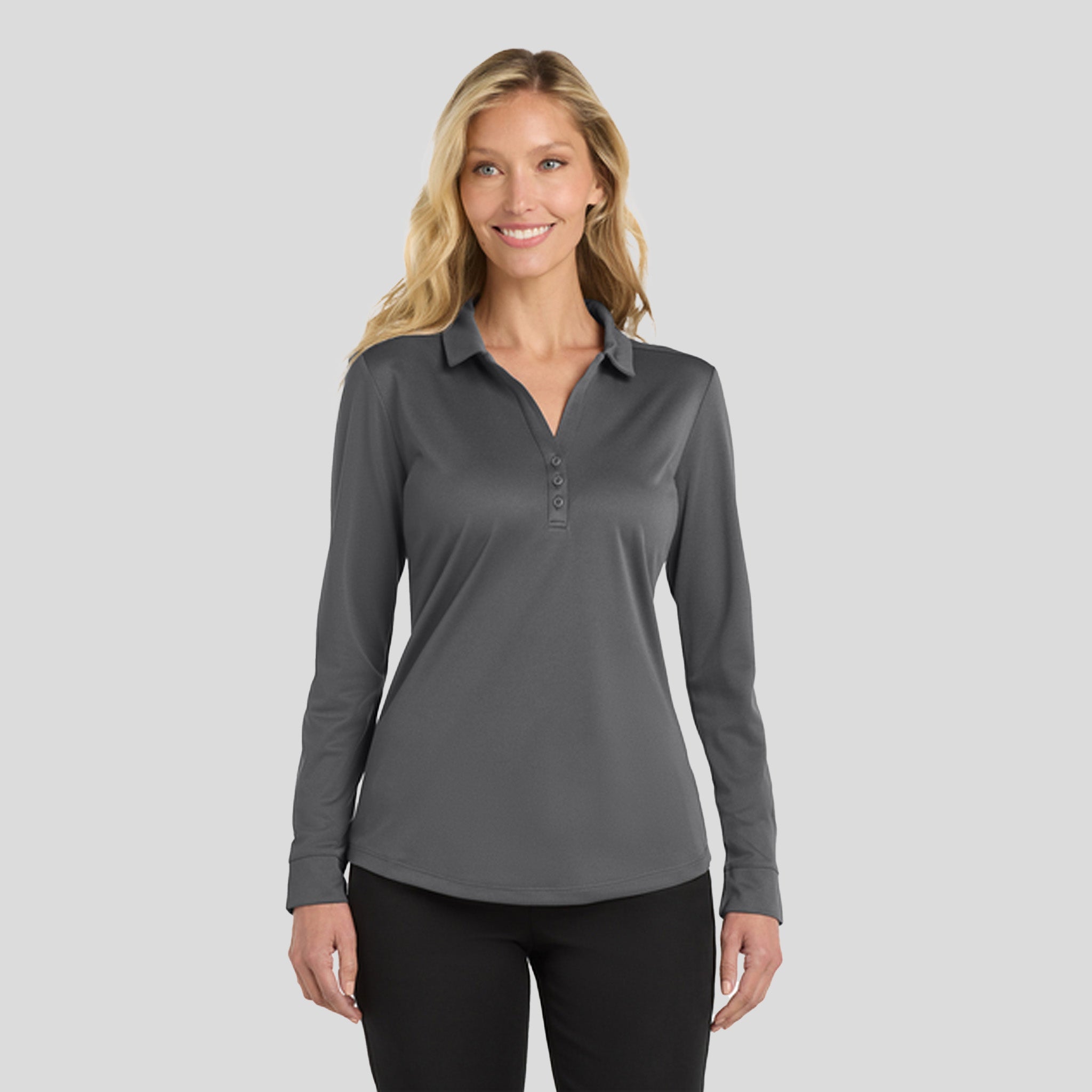Women's Silk Touch™ Performance Long Sleeve Polo | Steel Grey