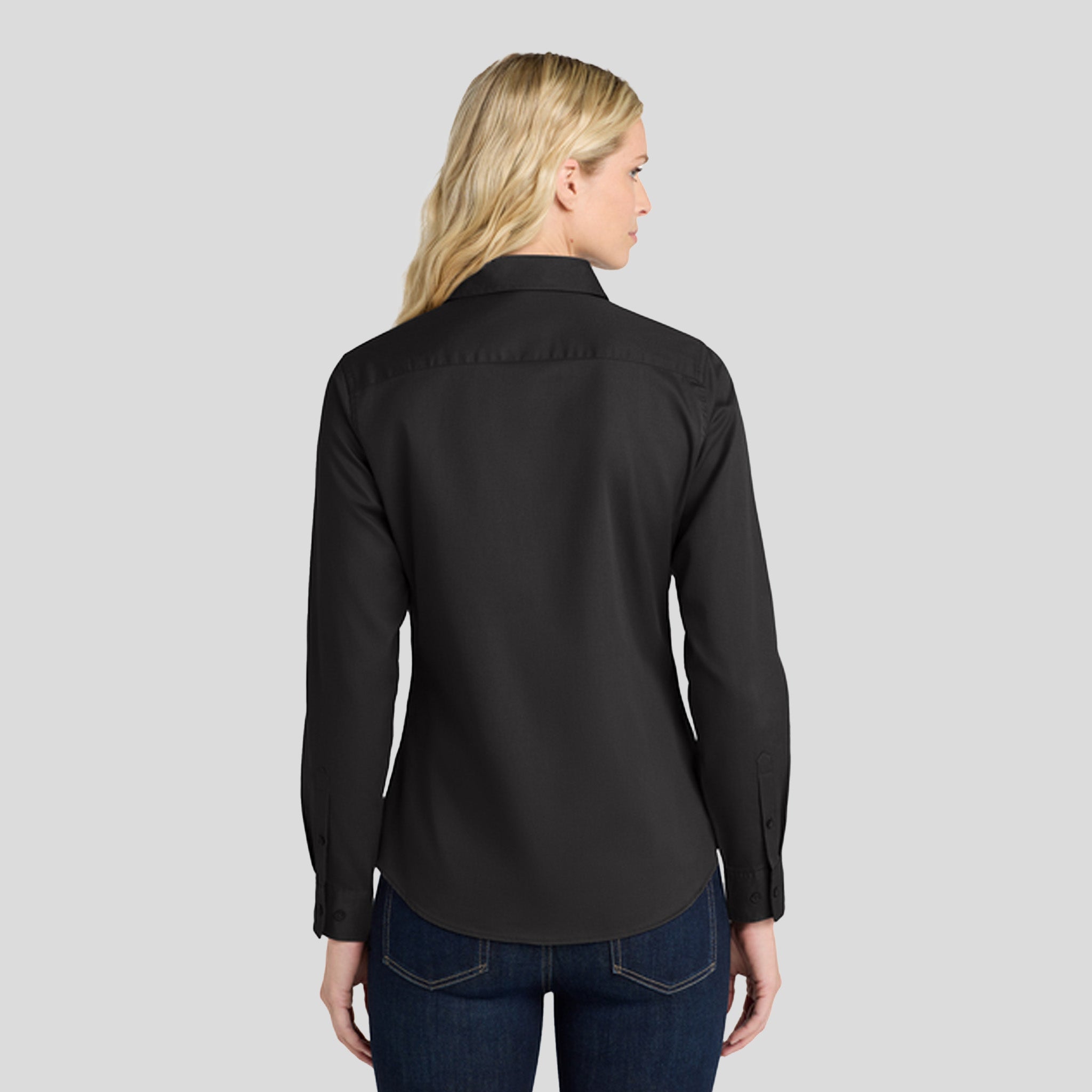 Women's Long Sleeve Easy Care Shirt | Black/Light Stone