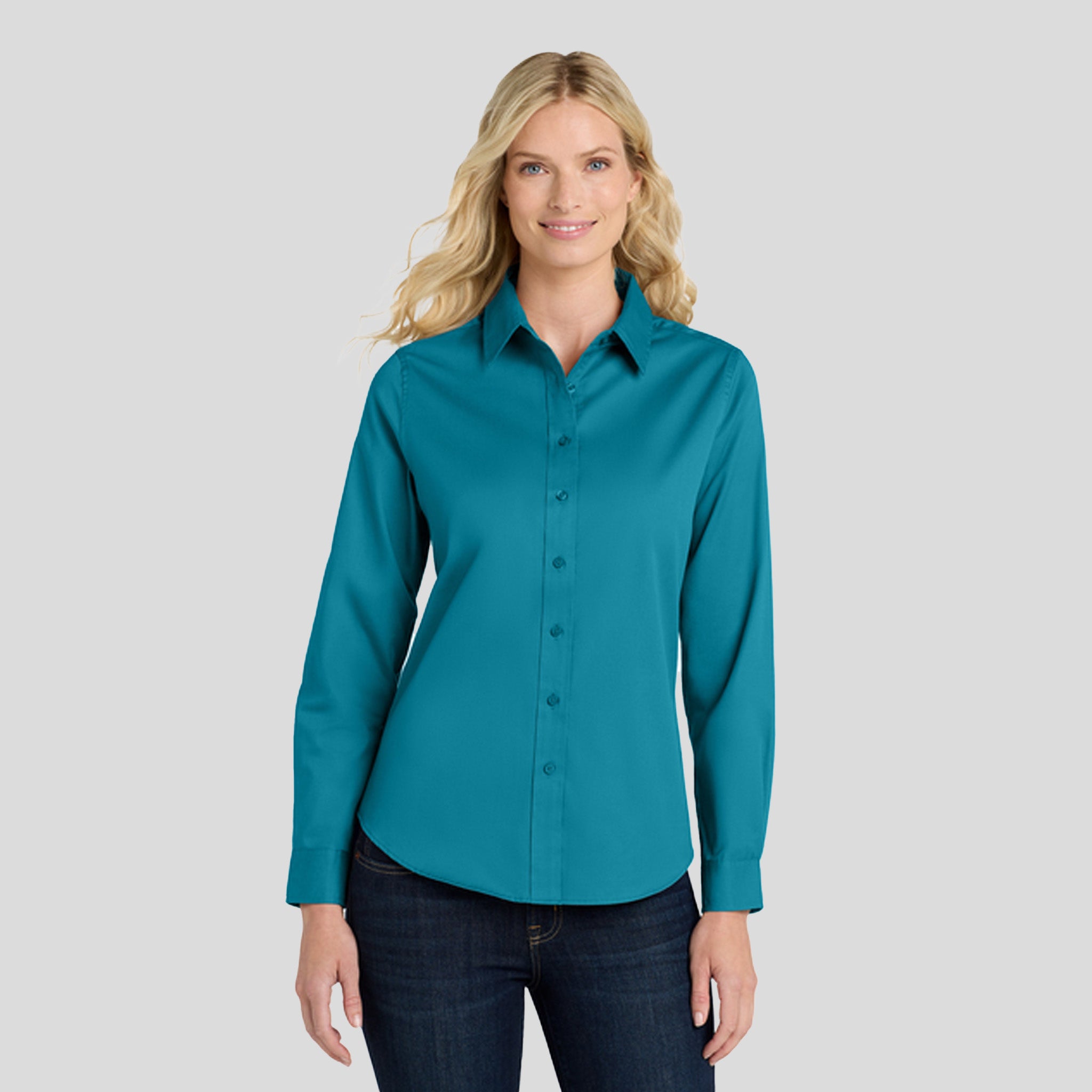 Women's Long Sleeve Easy Care Shirt | Teal Green