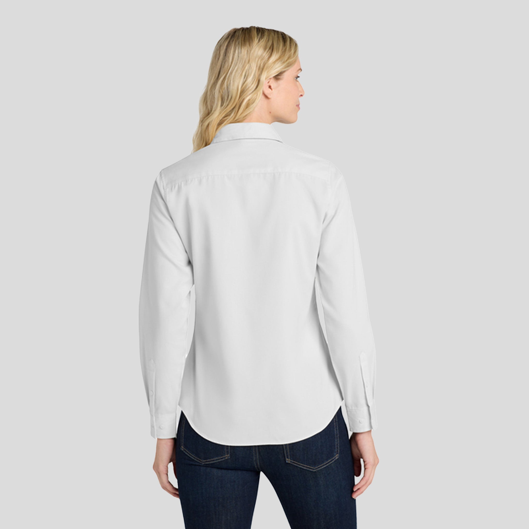 Women's Long Sleeve Easy Care Shirt | White/Light Stone