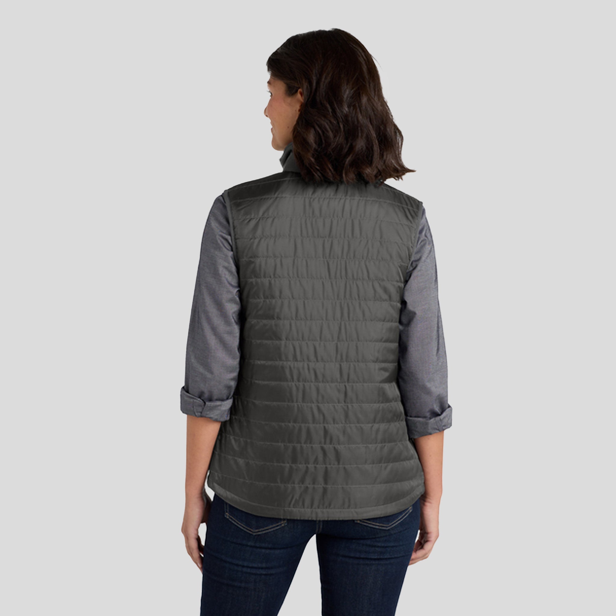 Women's Packable Puffy Vest | Sterling Grey Graphite