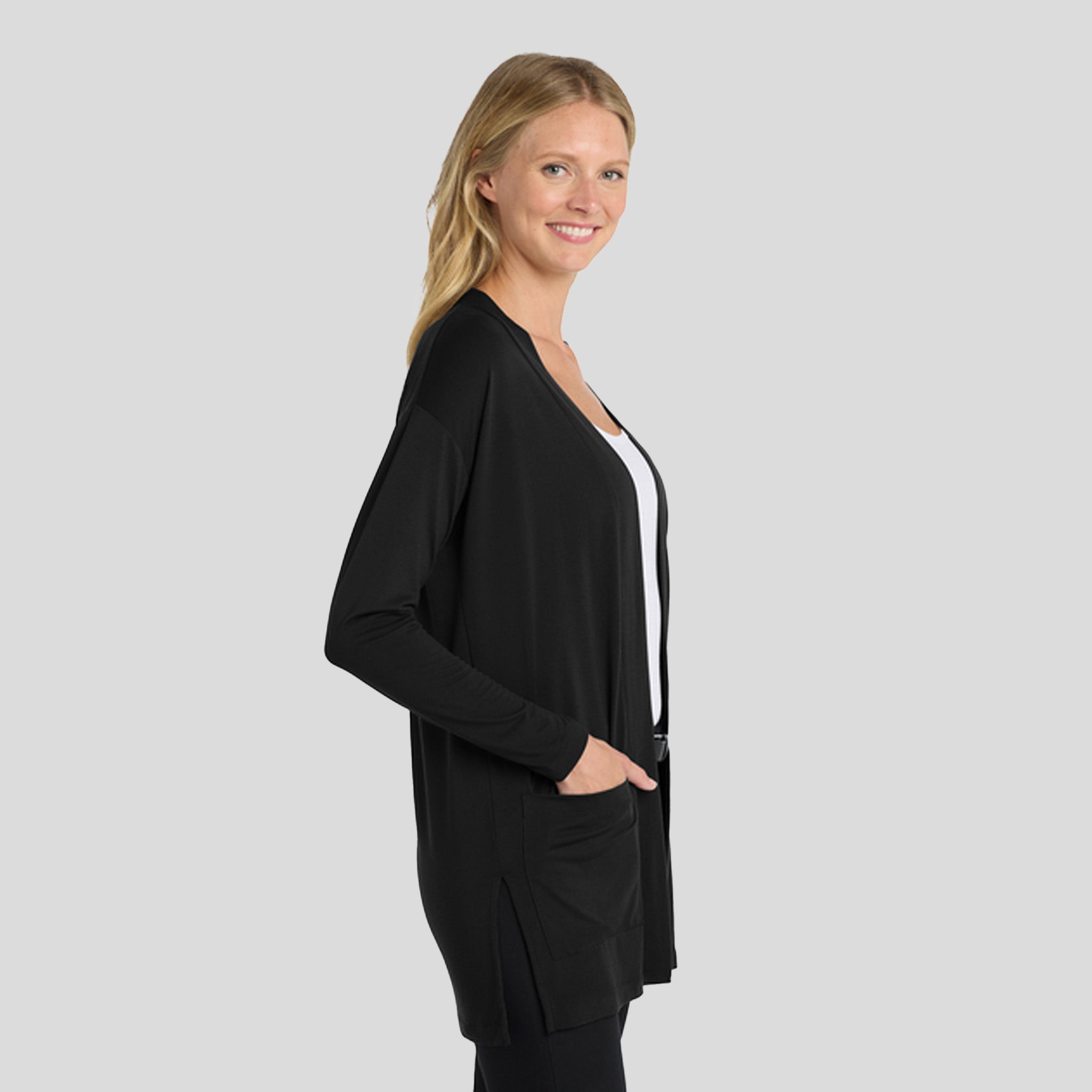 Women's Concept Long Pocket Cardigan | Black