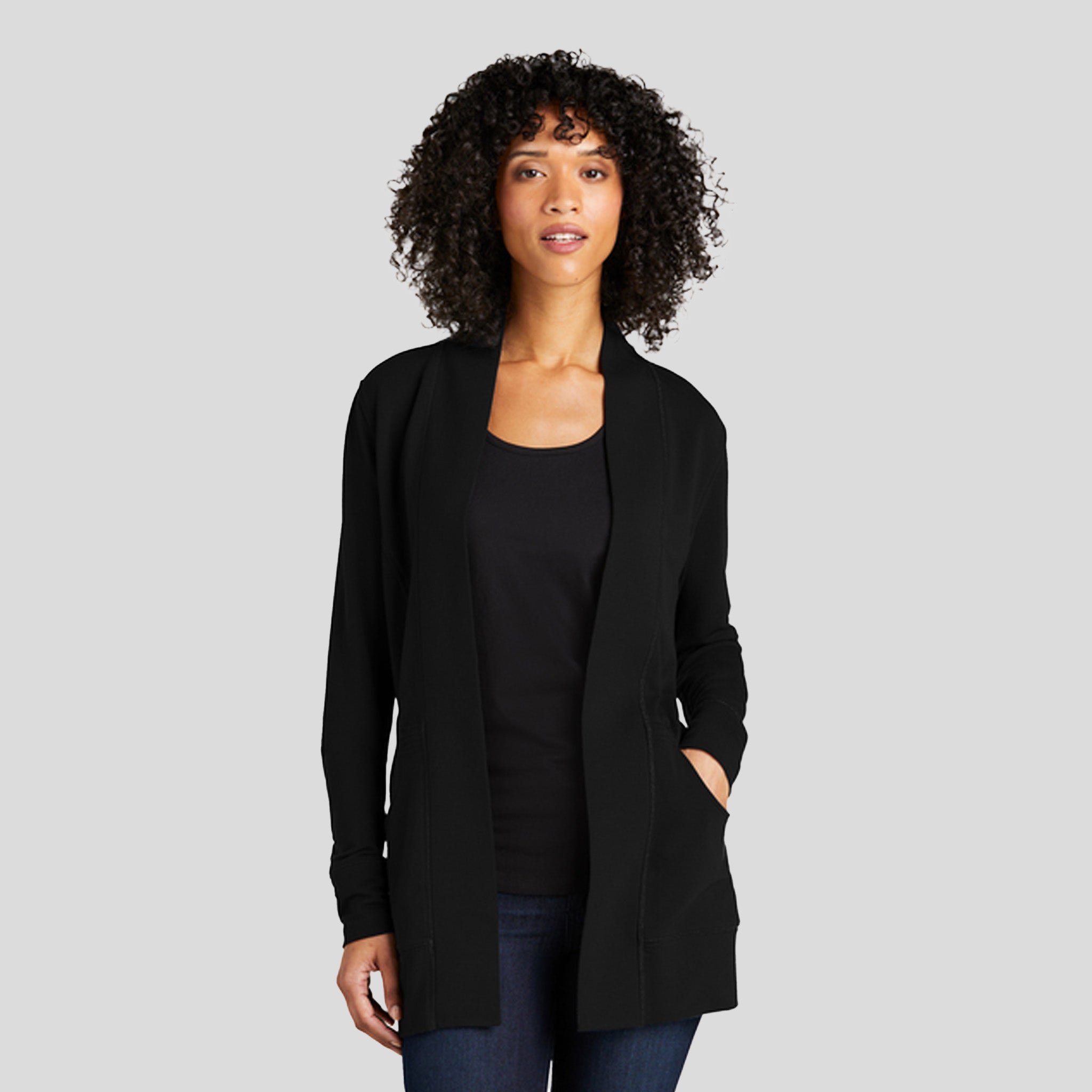 Women's Microterry Cardigan | Deep Black