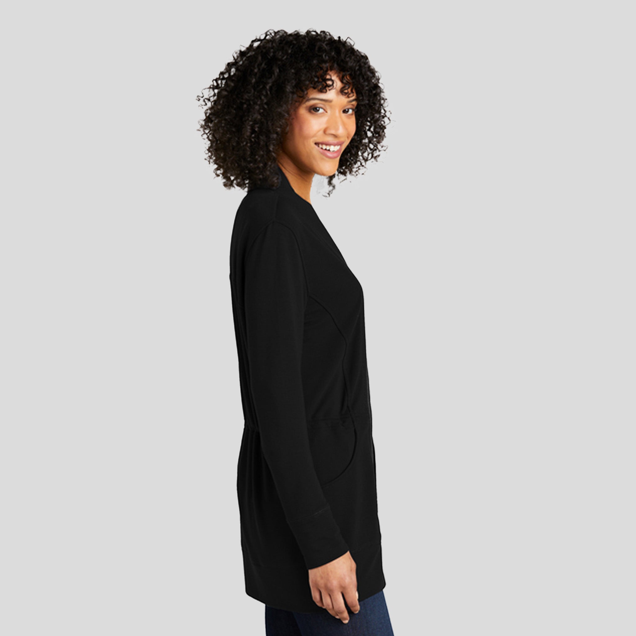 Women's Microterry Cardigan | Deep Black