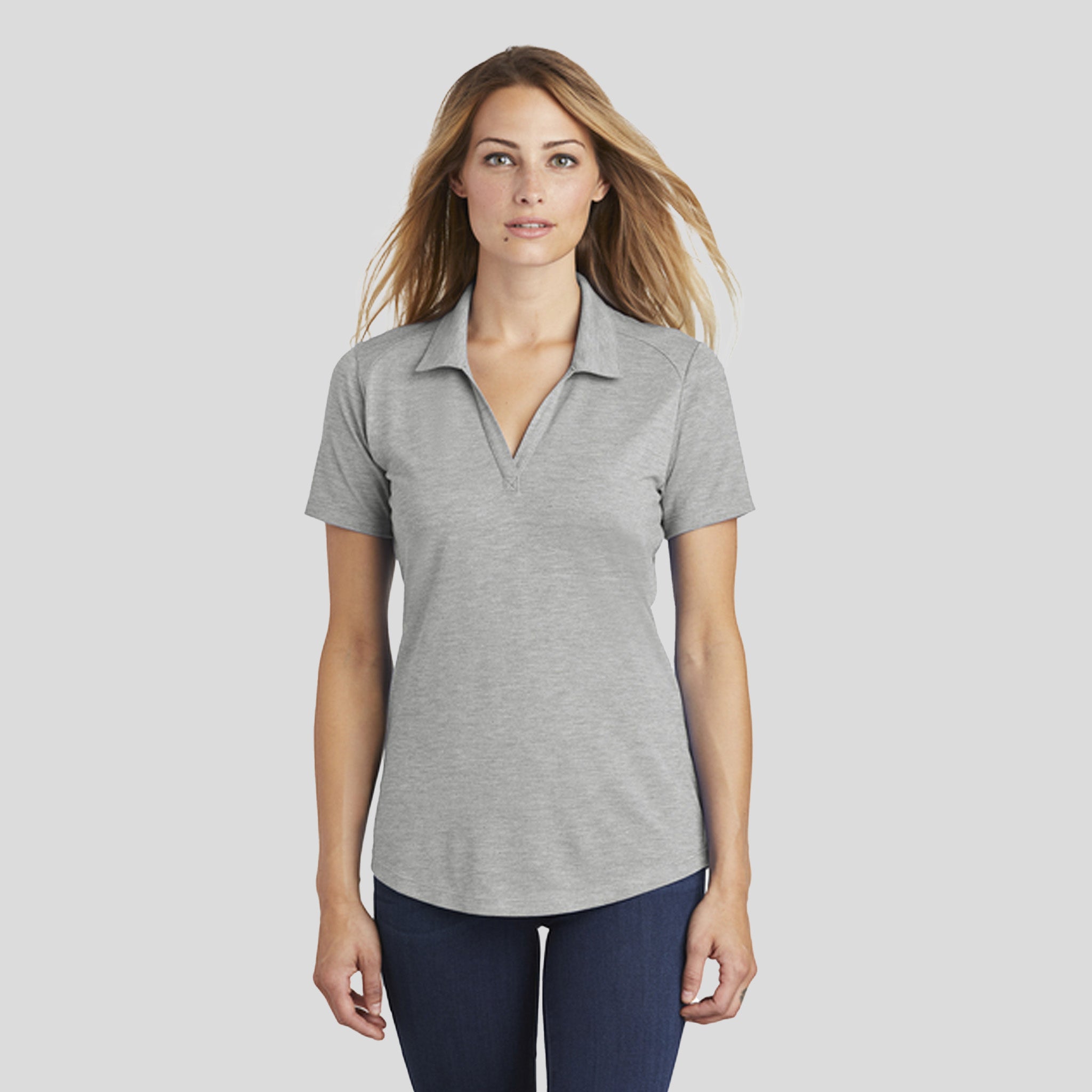 Women's PosiCharge ® Tri-Blend Wicking Polo | Light Grey Heather